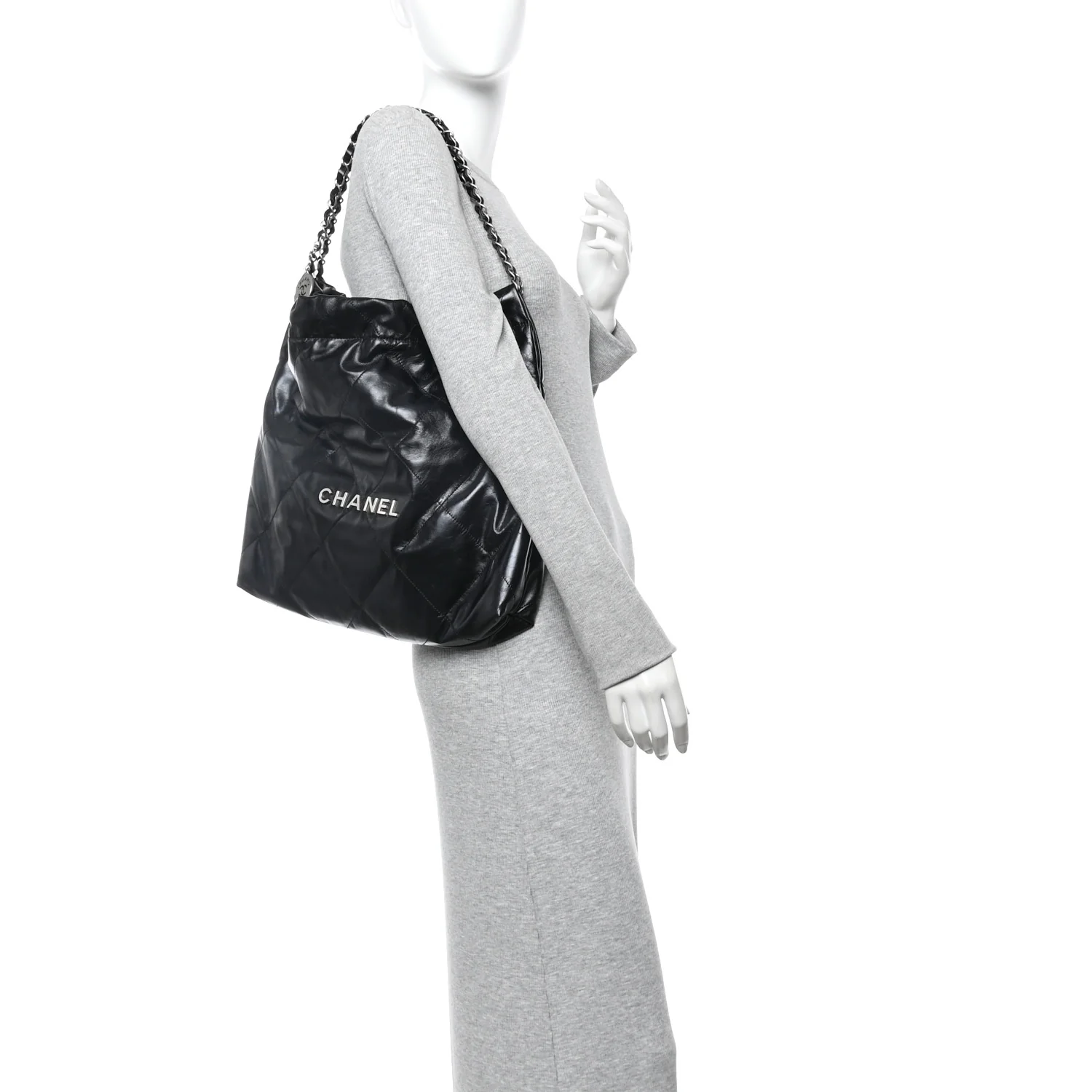 Shiny Calfskin Quilted Chanel 22 Black - Image 2