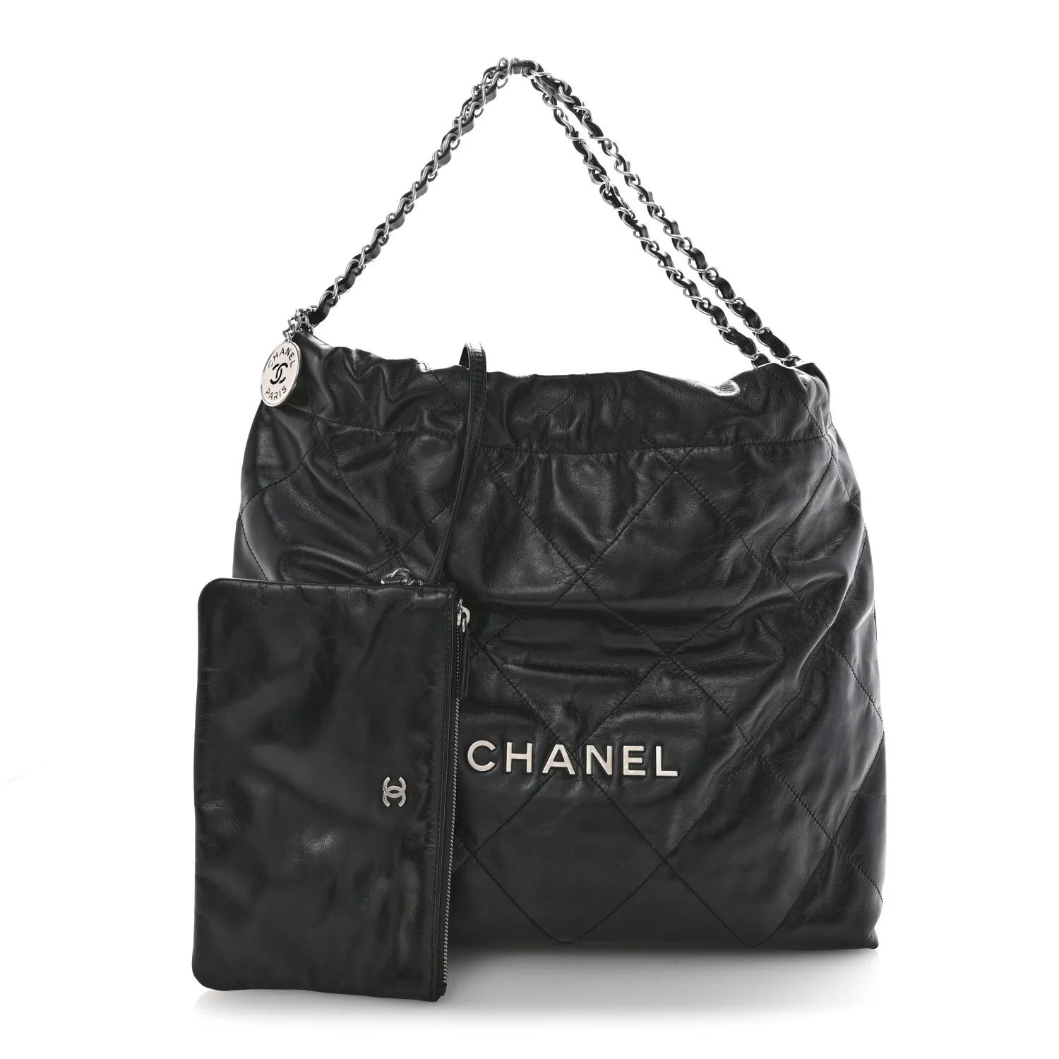 Shiny Calfskin Quilted Chanel 22 Black - Image 3
