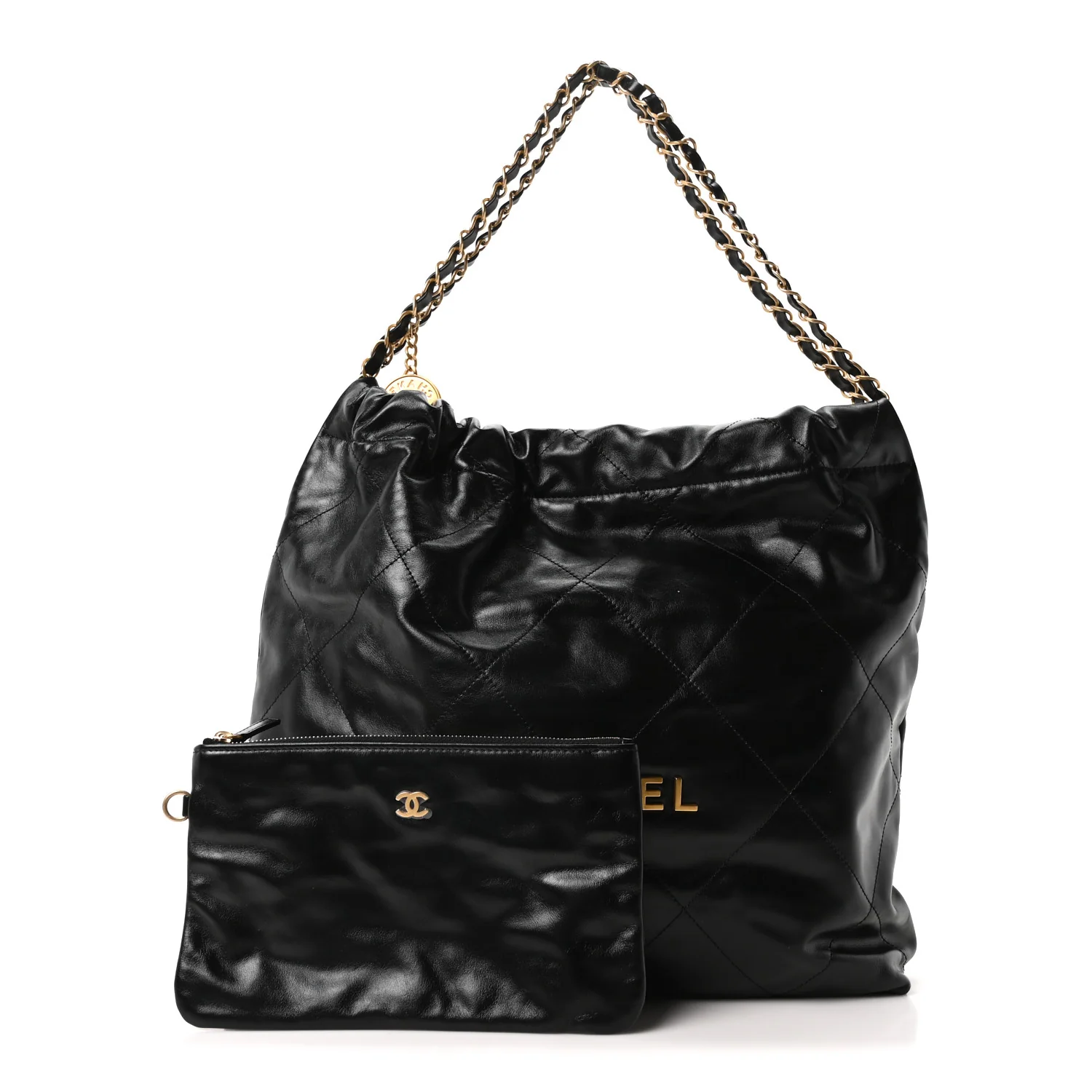 Shiny Calfskin Quilted Chanel 22 Black - Image 3