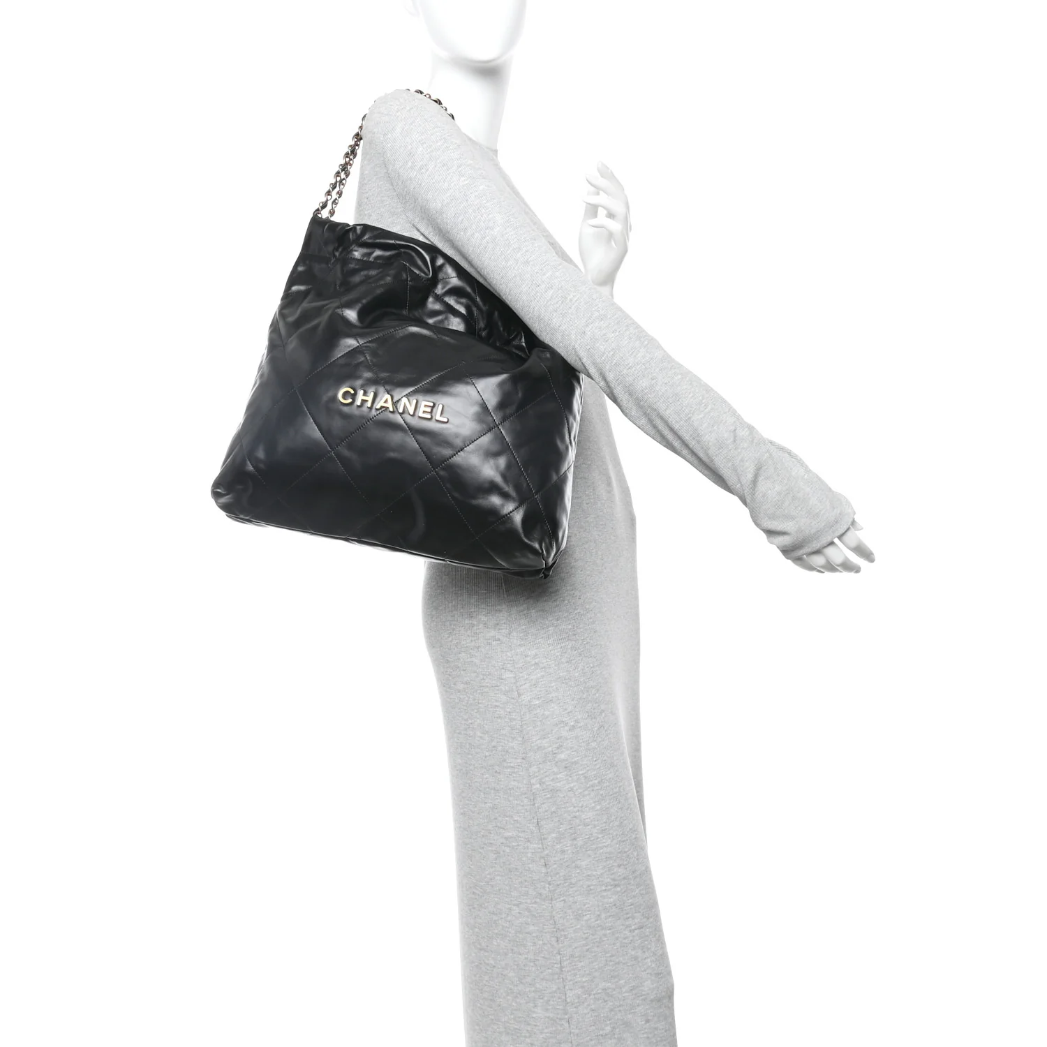 Shiny Calfskin Quilted Chanel 22 Black - Image 2