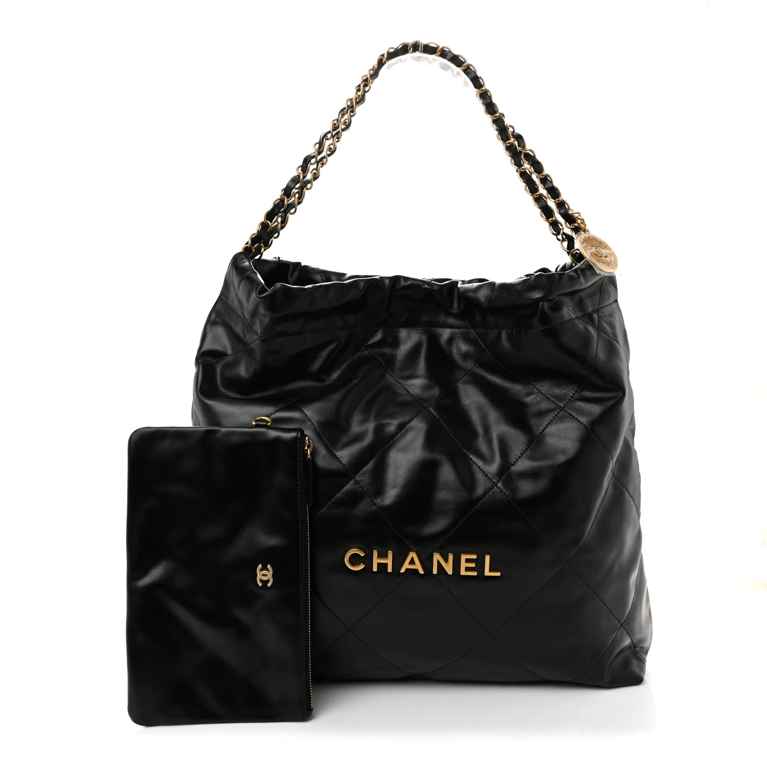 Shiny Calfskin Quilted Chanel 22 Black - Image 3