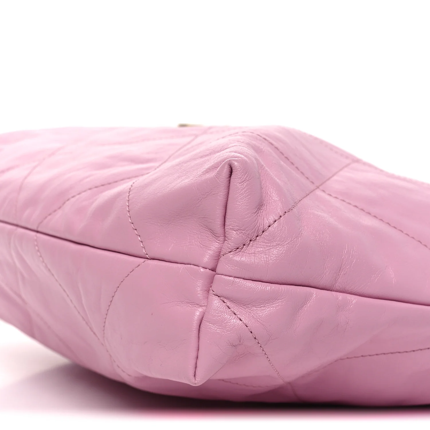Shiny Calfskin Quilted Chanel 22 Drawstring Bag Pink - Image 11