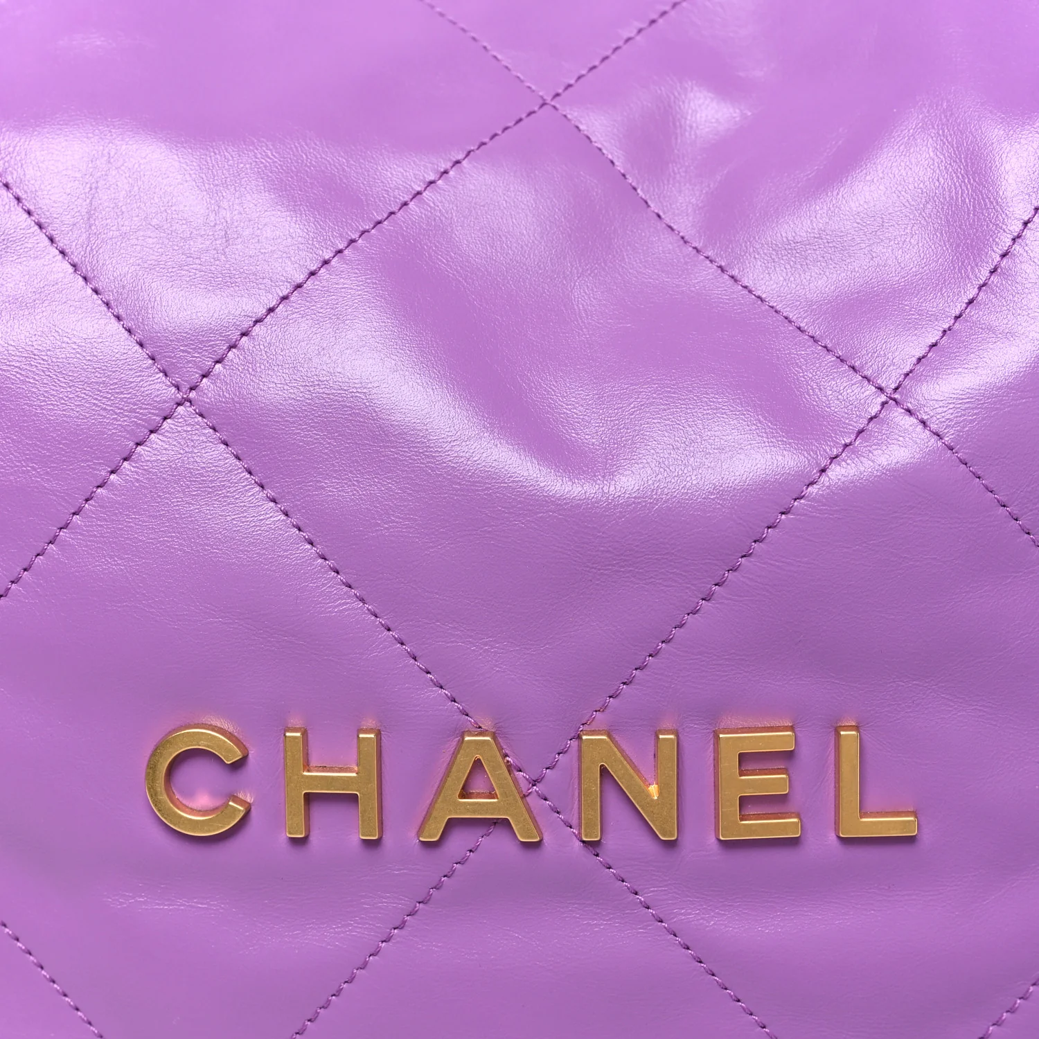 Shiny Calfskin Quilted Chanel 22 Purple - Image 8