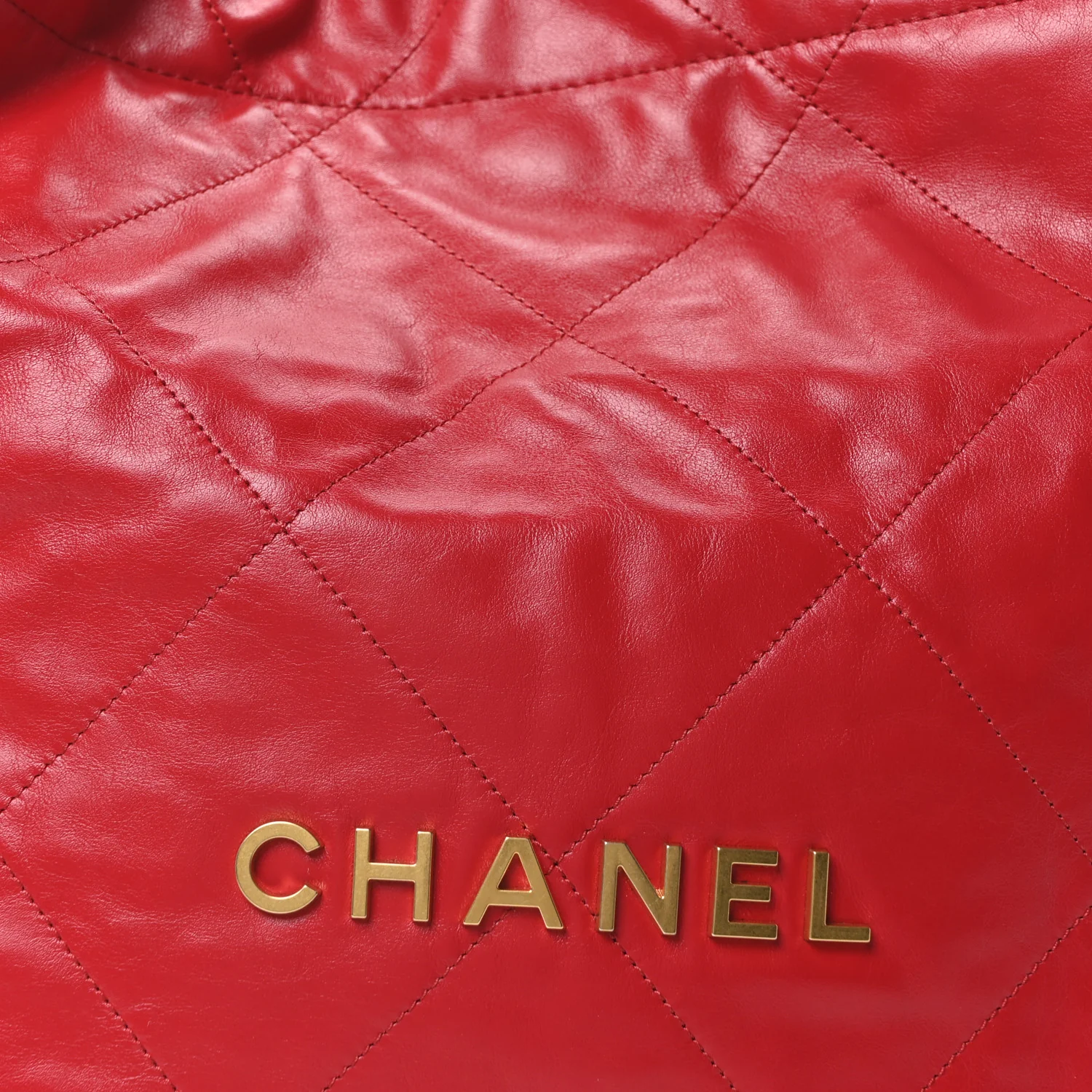 Shiny Calfskin Quilted Chanel 22 Red - Image 9