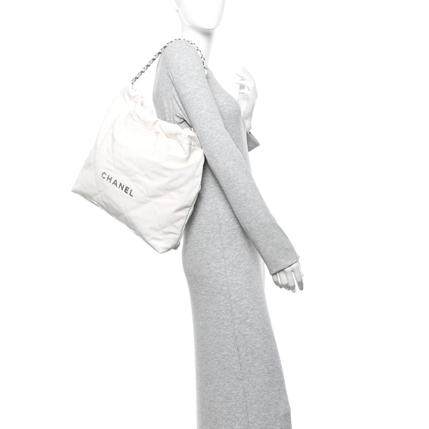 Shiny Calfskin Quilted Chanel 22 White - Image 2
