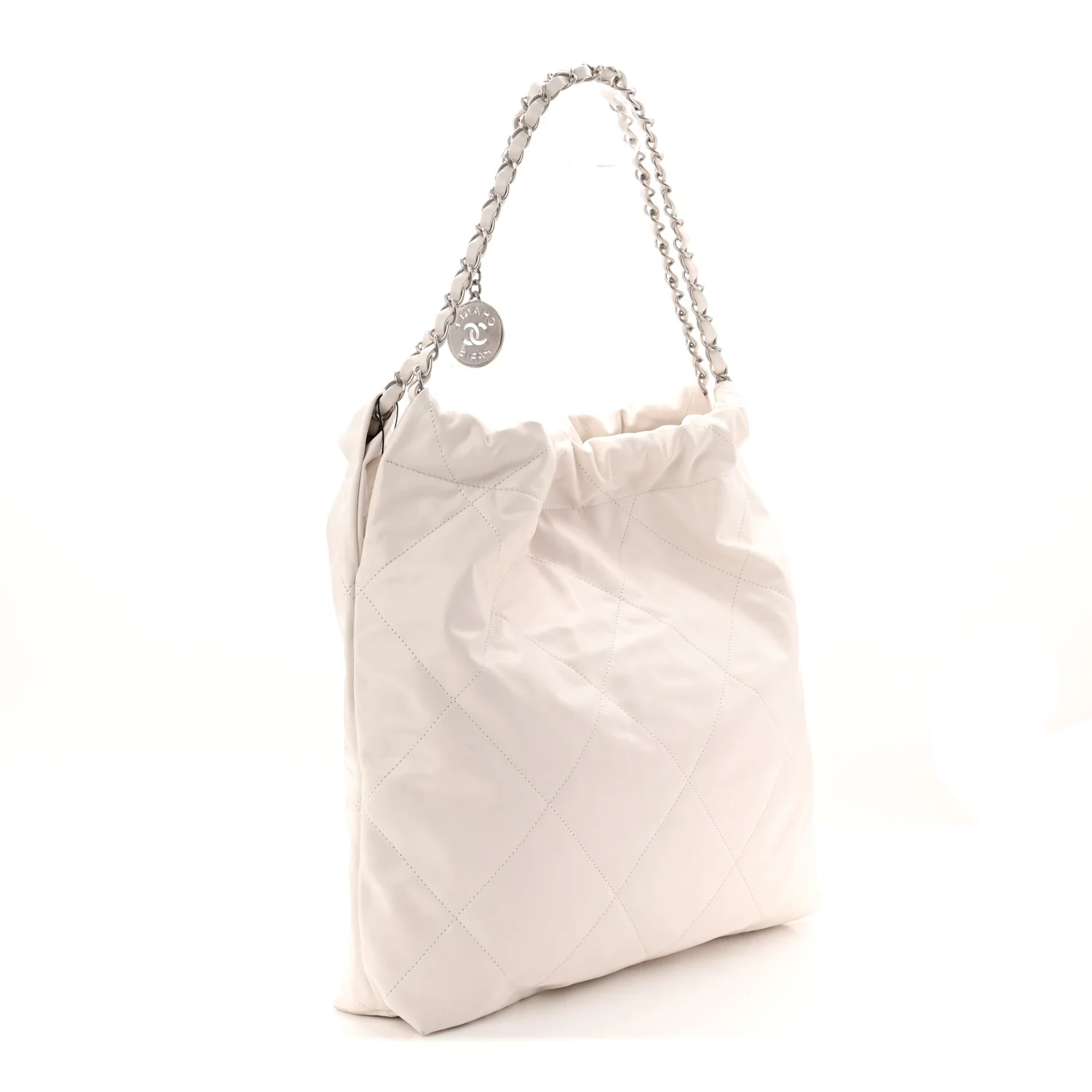 Shiny Calfskin Quilted Chanel 22 White - Image 4