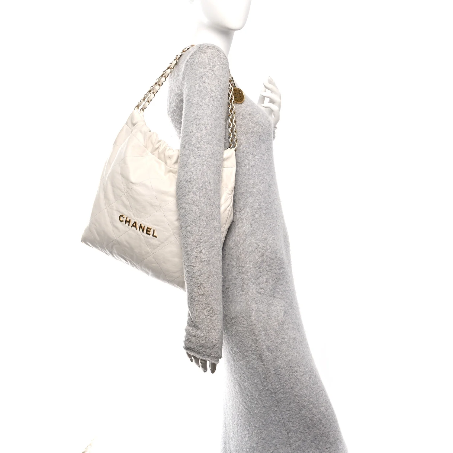 Shiny Calfskin Quilted Chanel 22 White - Image 2