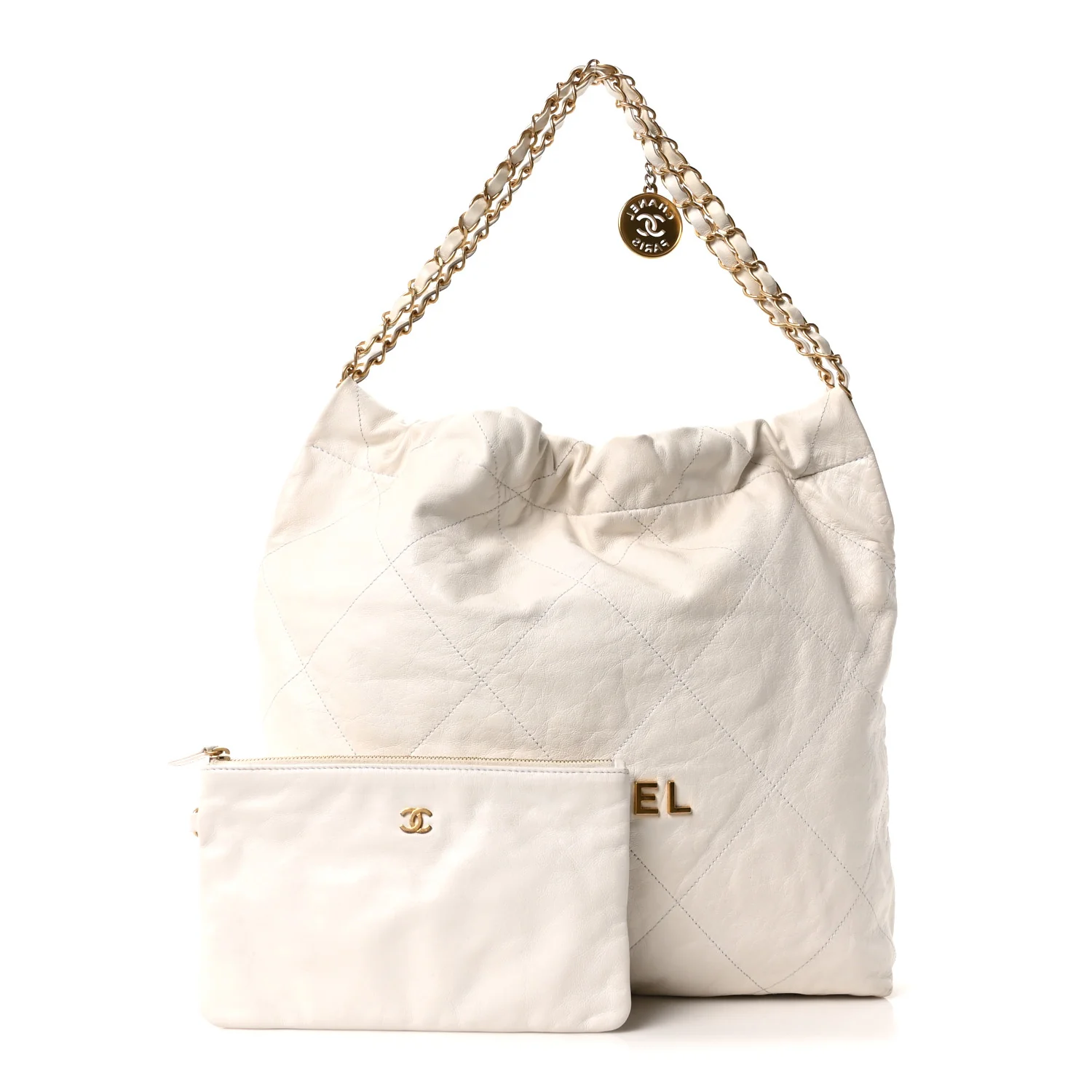 Shiny Calfskin Quilted Chanel 22 White - Image 3