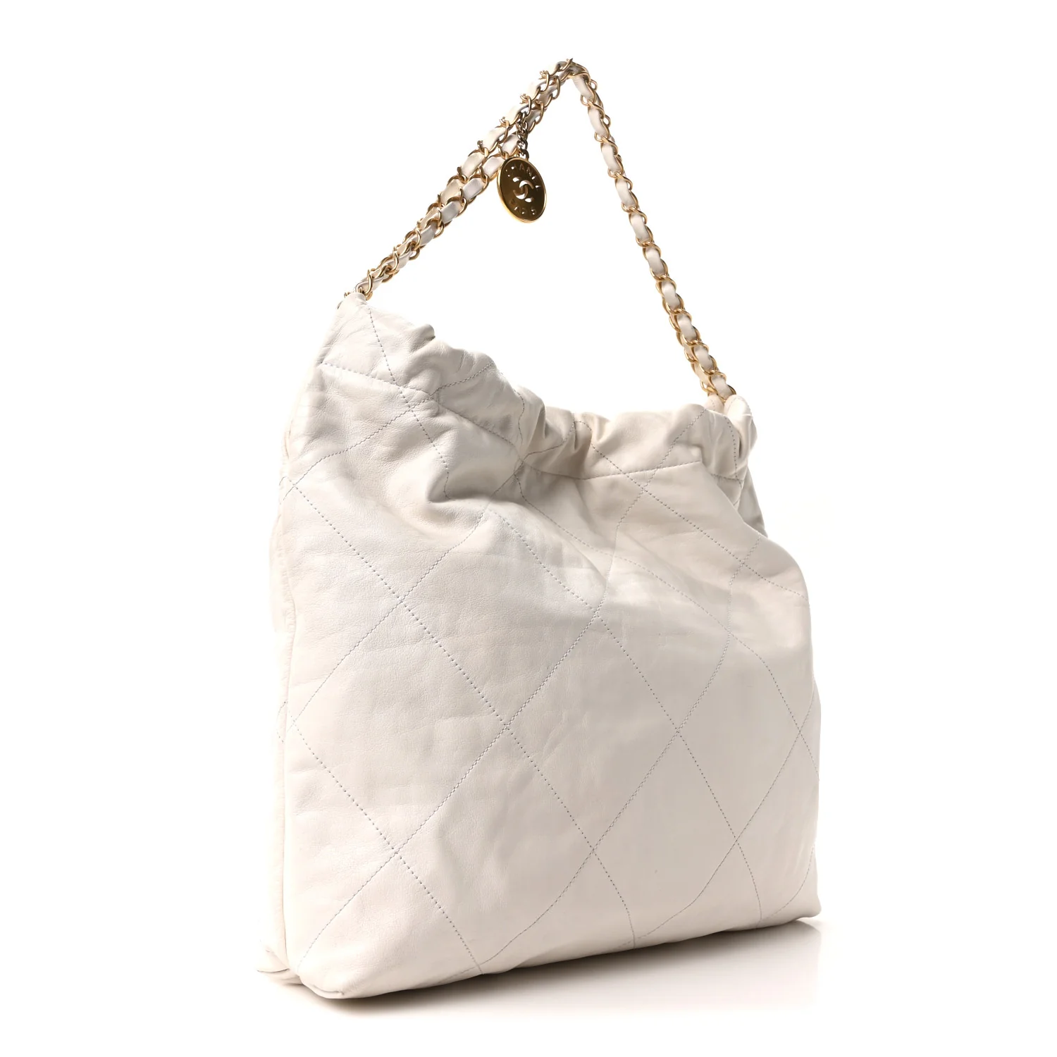 Shiny Calfskin Quilted Chanel 22 White - Image 4