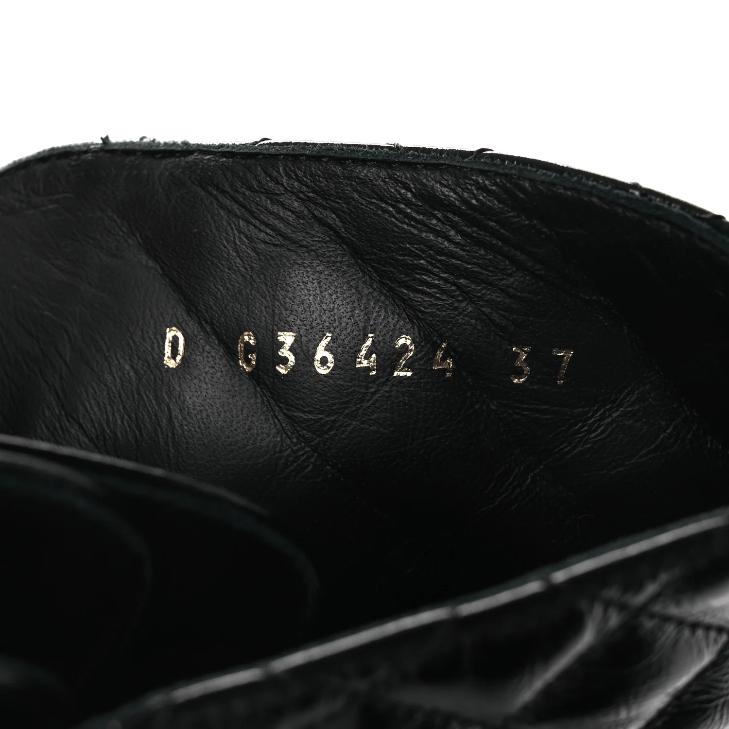 Shiny Calfskin Quilted Lace Up Combat Boots 37 Black - Image 19