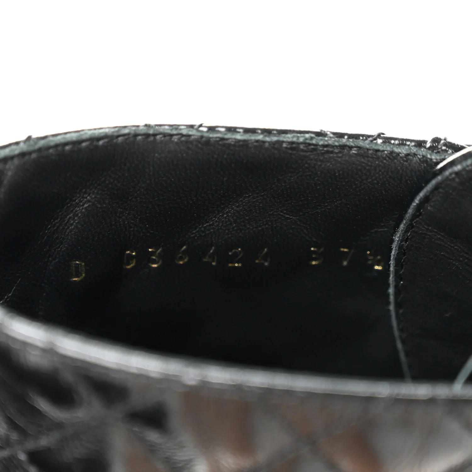 Shiny Calfskin Quilted Lace Up Combat Boots 37.5 Black - Image 9