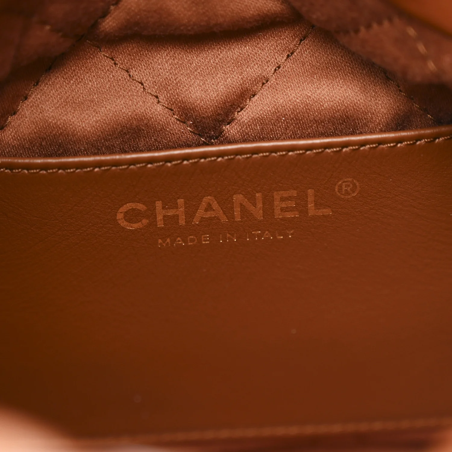 Shiny Calfskin Quilted Mini Chanel 22 Light Brown - Image 6