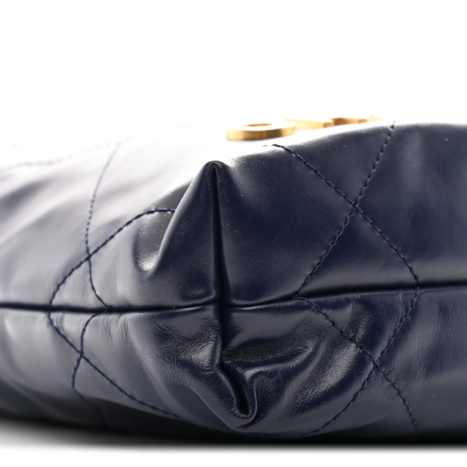 Shiny Calfskin Quilted Mini Chanel 22 Navy Blue - Image 9