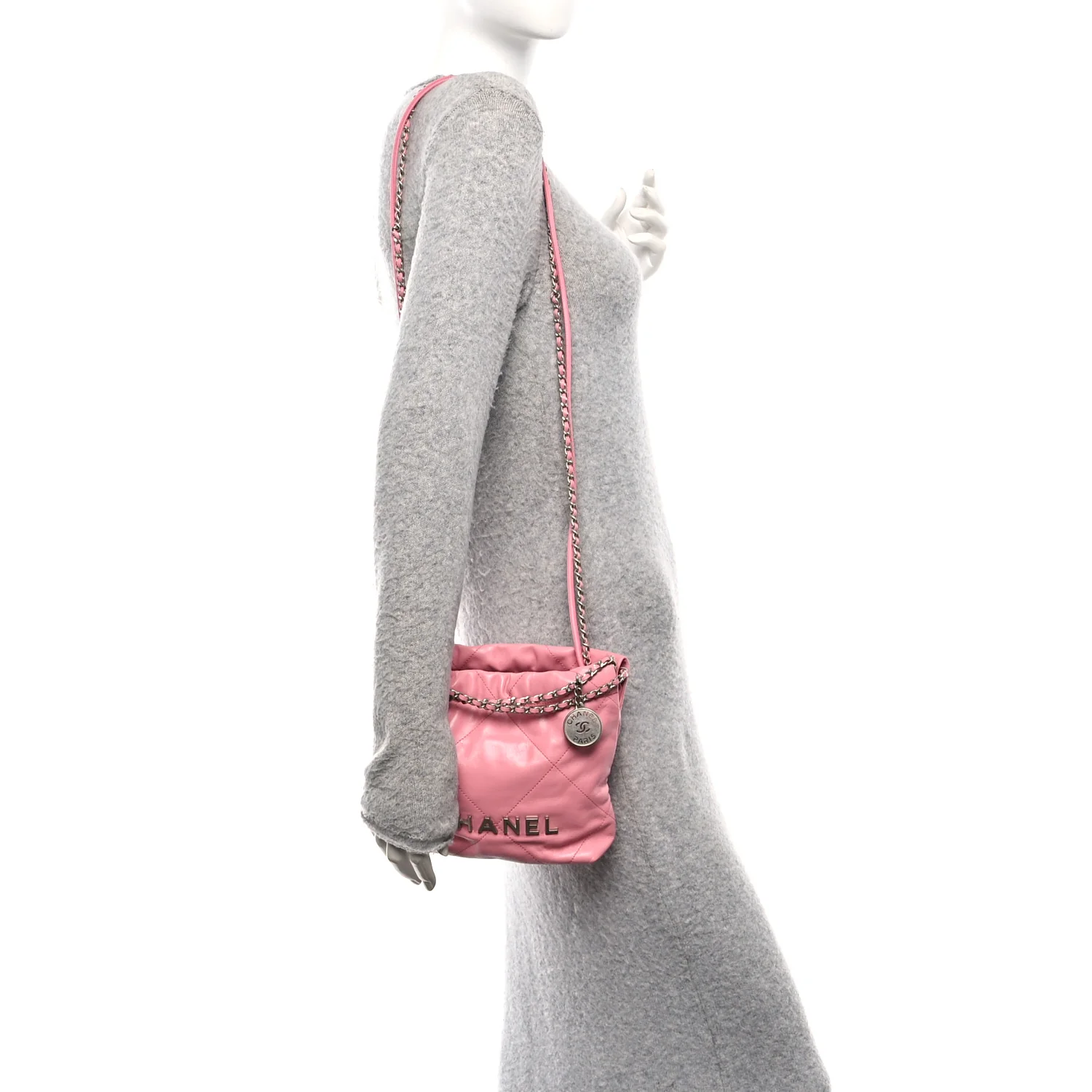 Shiny Calfskin Quilted Mini Chanel 22 Pink - Image 2