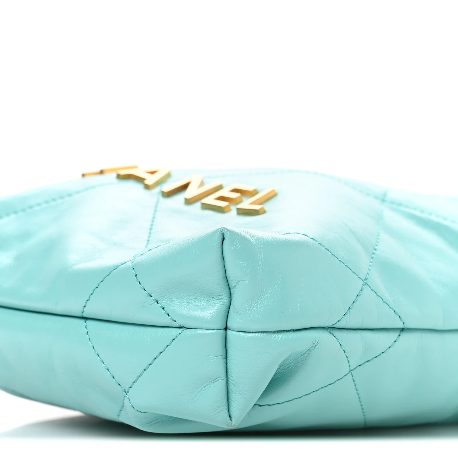 Shiny Calfskin Quilted Mini Chanel 22 Turquoise - Image 10