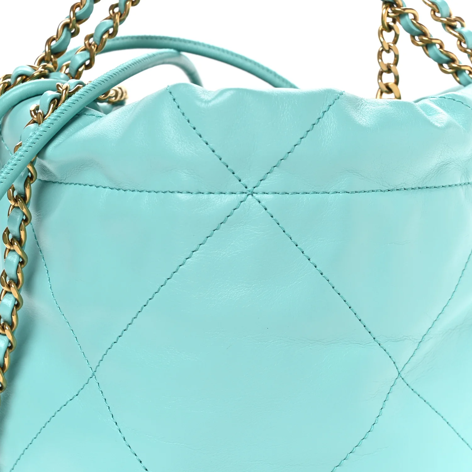 Shiny Calfskin Quilted Mini Chanel 22 Turquoise - Image 8