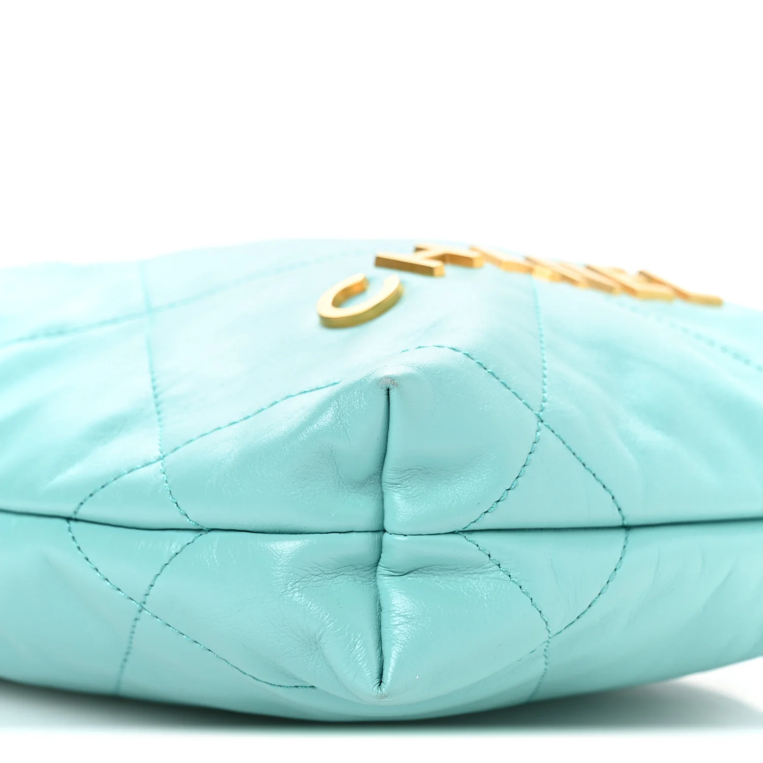 Shiny Calfskin Quilted Mini Chanel 22 Turquoise - Image 9