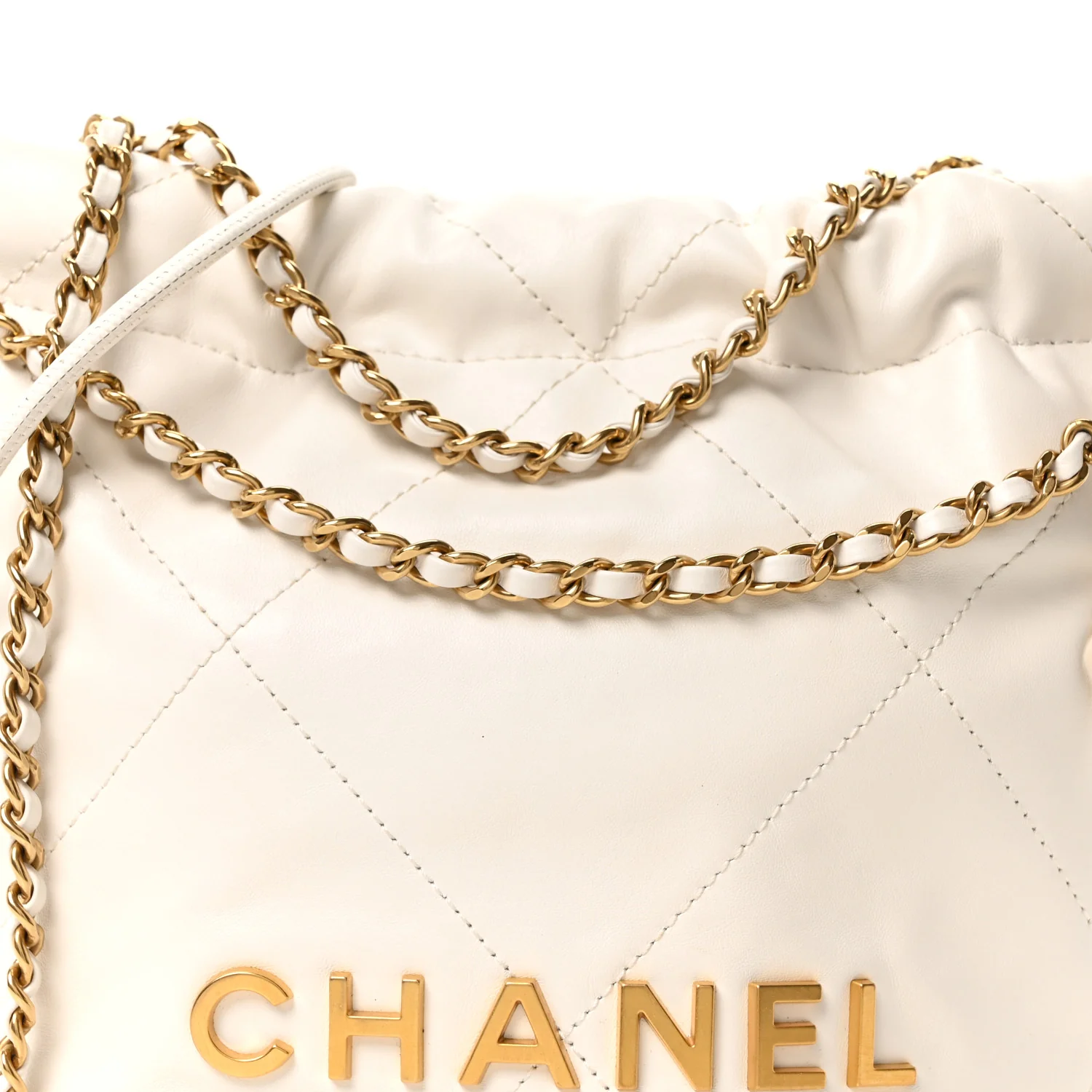 Shiny Calfskin Quilted Mini Chanel 22 White - Image 8