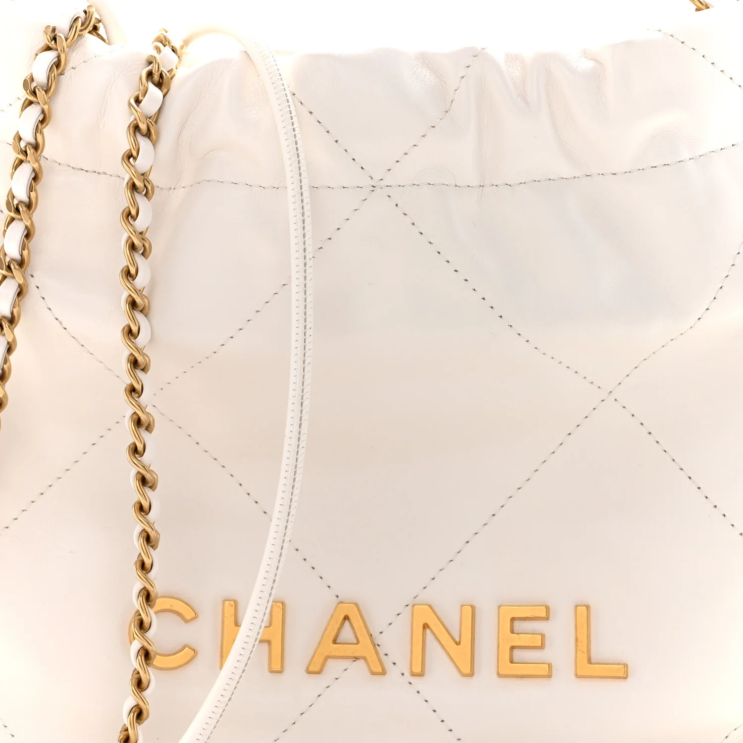 Shiny Calfskin Quilted Mini Chanel 22 White - Image 8