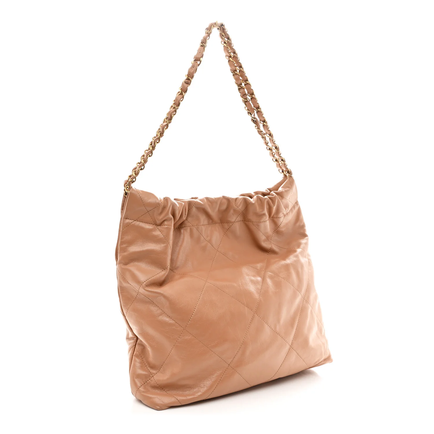 Shiny Calfskin Quilted Small Chanel 22 Beige - Image 4