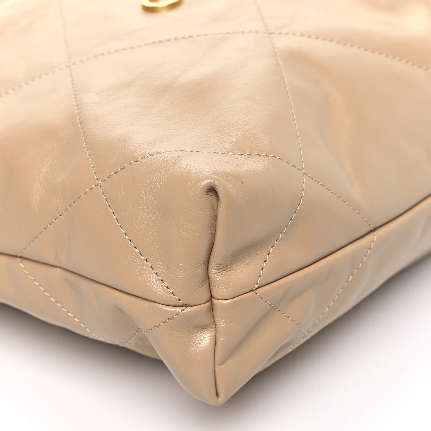 Shiny Calfskin Quilted Small Chanel 22 Beige - Image 10