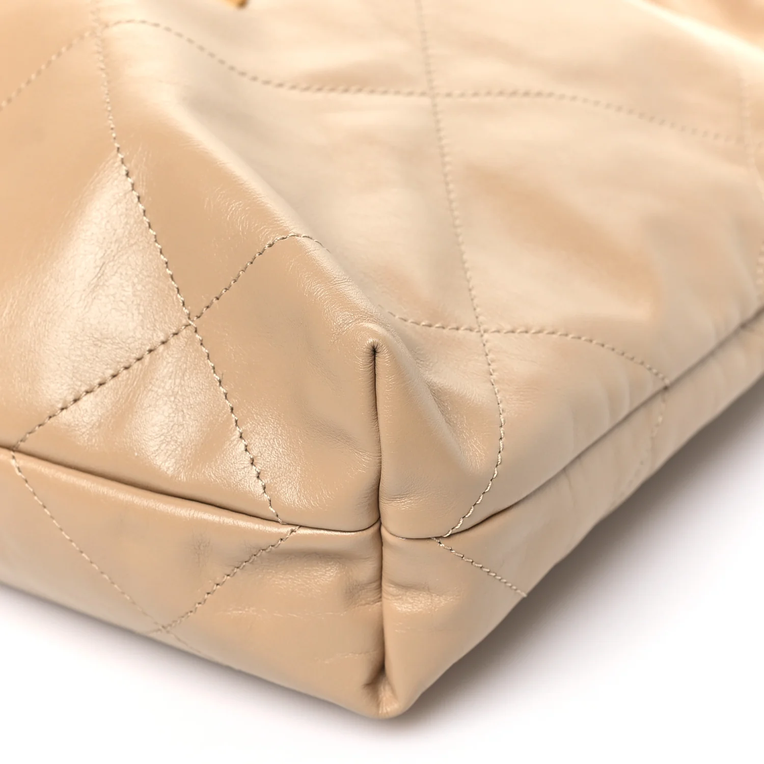 Shiny Calfskin Quilted Small Chanel 22 Beige - Image 11
