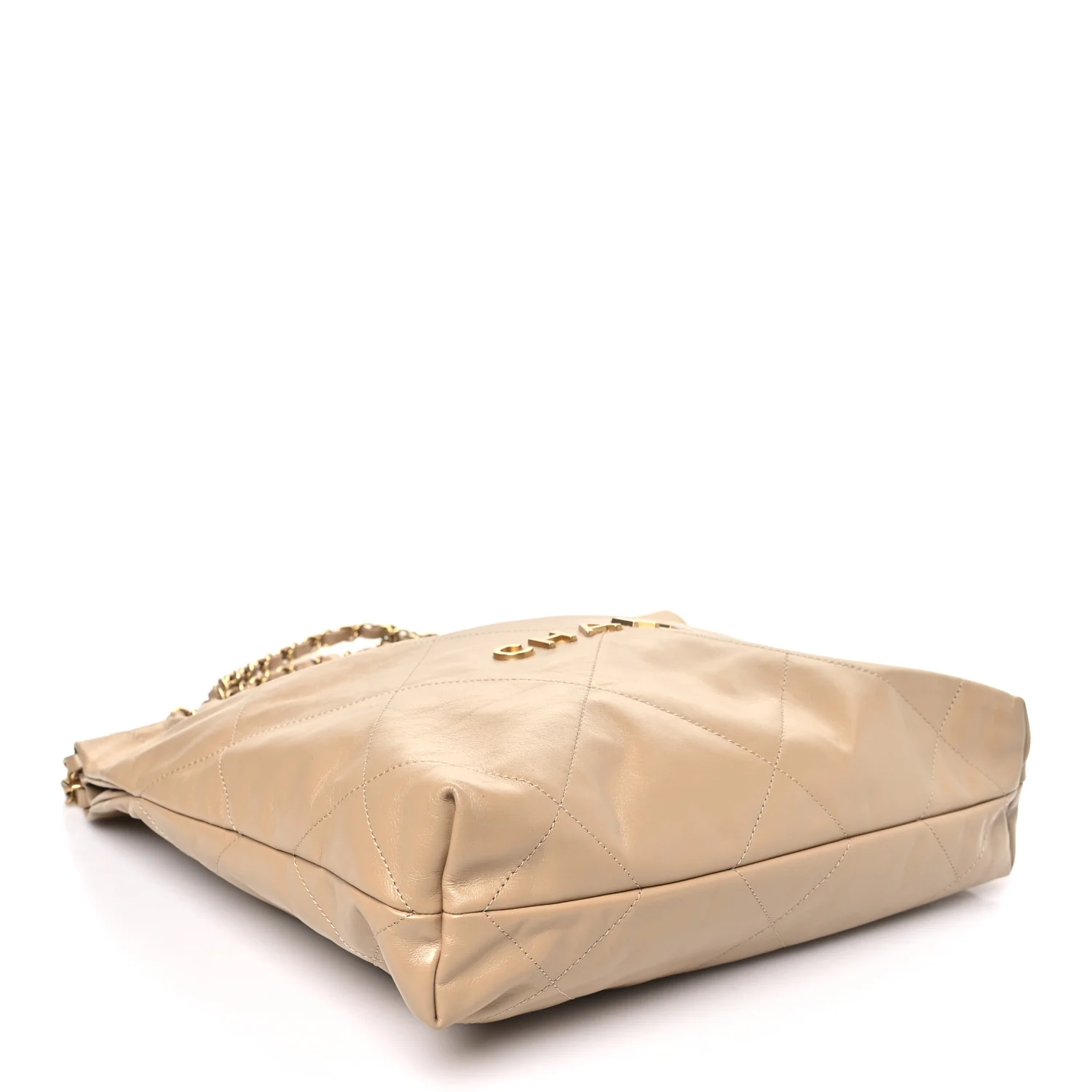 Shiny Calfskin Quilted Small Chanel 22 Beige - Image 5