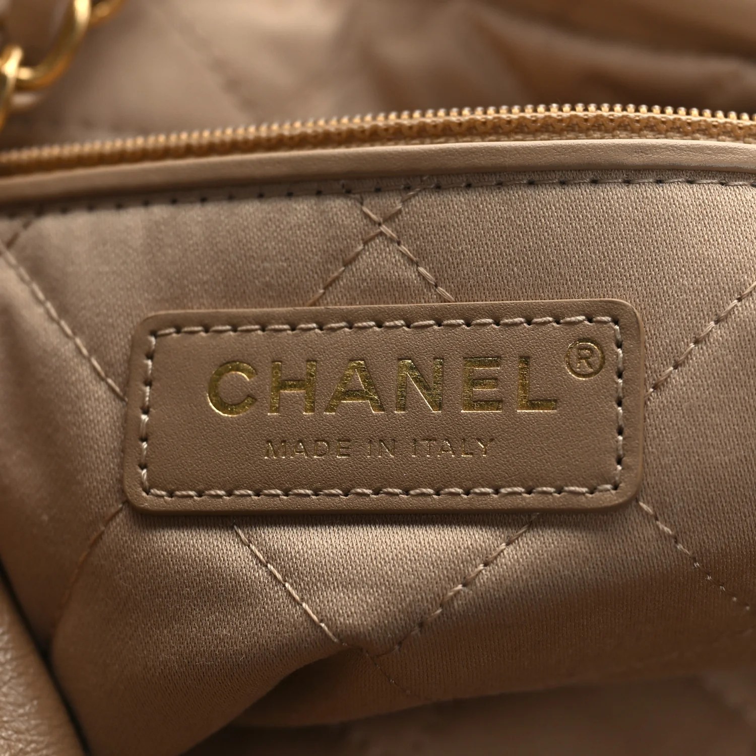 Shiny Calfskin Quilted Small Chanel 22 Beige - Image 7