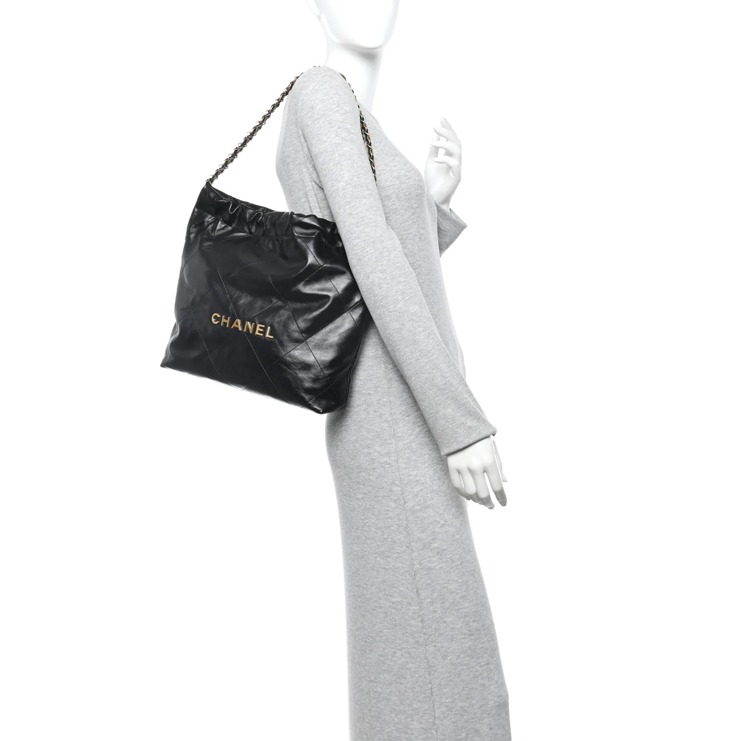 Shiny Calfskin Quilted Small Chanel 22 Black - Image 2