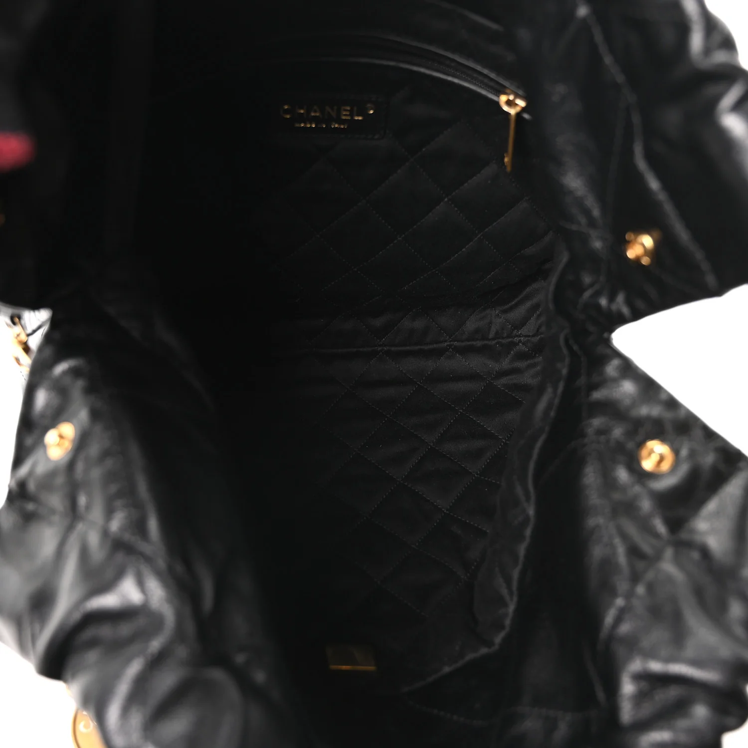 Shiny Calfskin Quilted Small Chanel 22 Black - Image 6