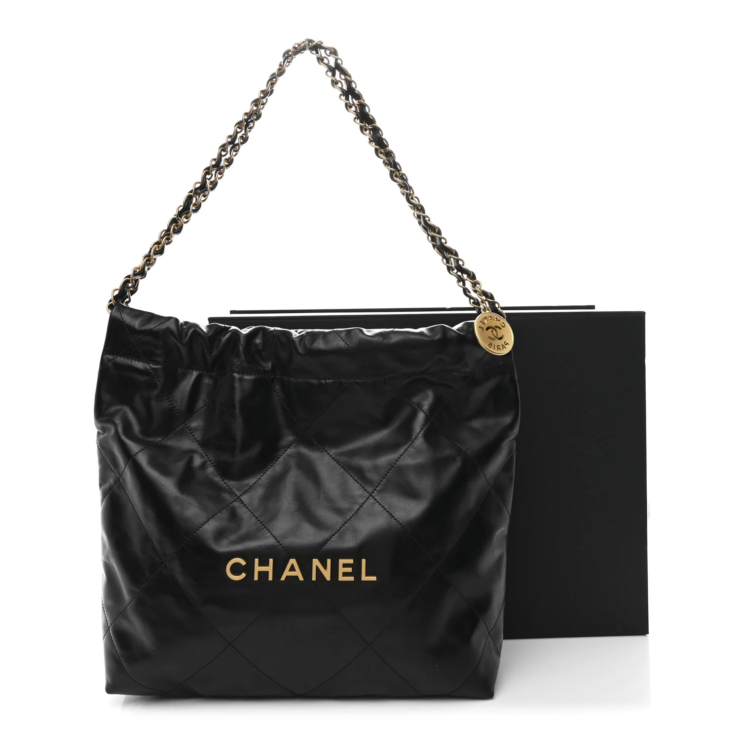 Shiny Calfskin Quilted Small Chanel 22 Black - Image 13