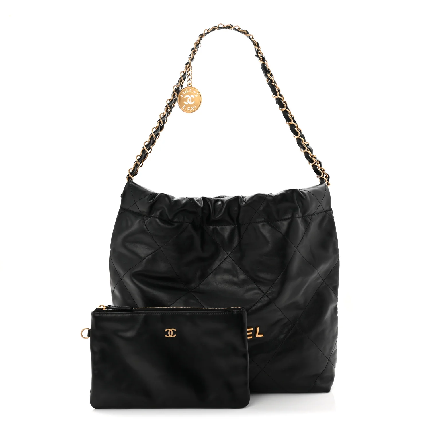 Shiny Calfskin Quilted Small Chanel 22 Black - Image 5