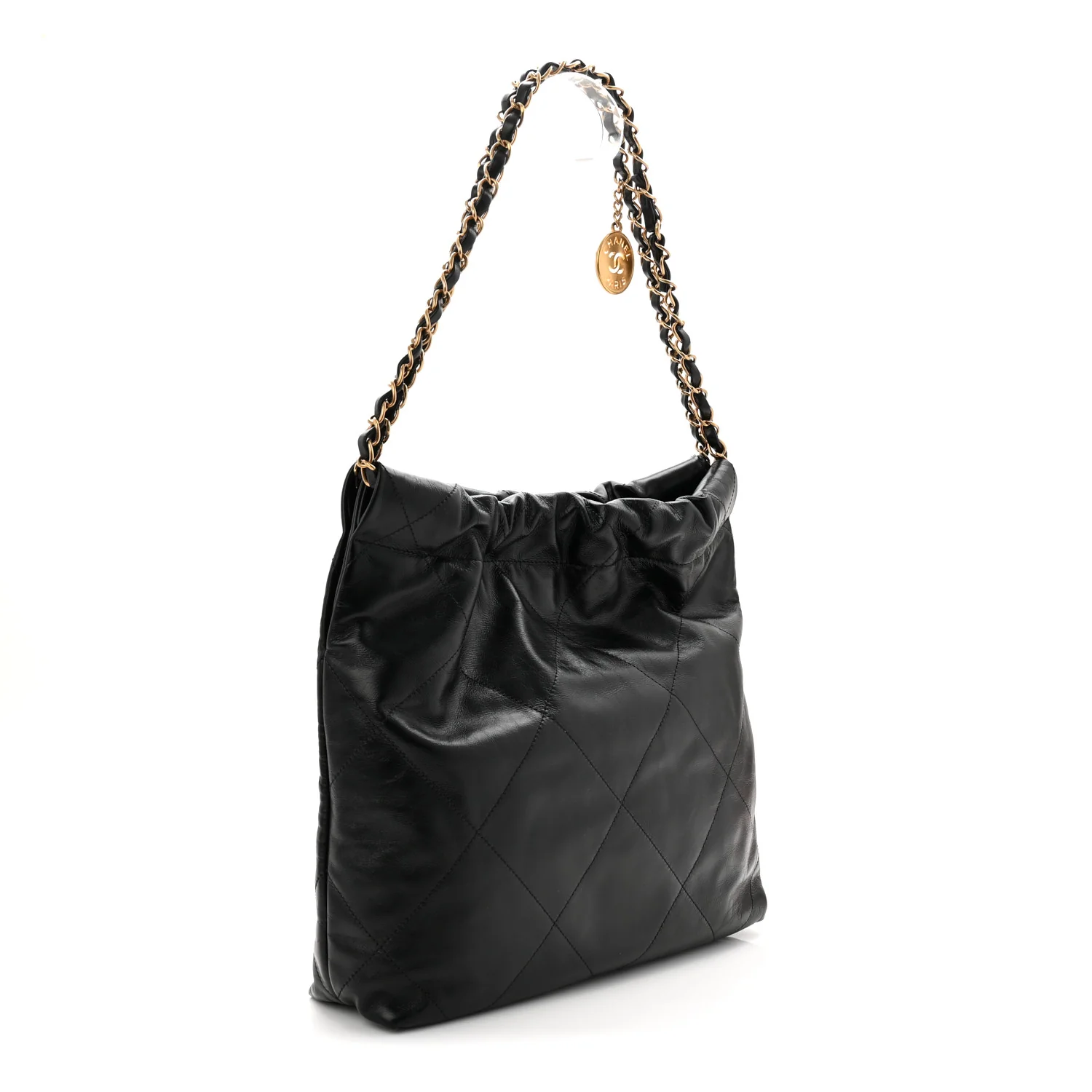 Shiny Calfskin Quilted Small Chanel 22 Black - Image 7
