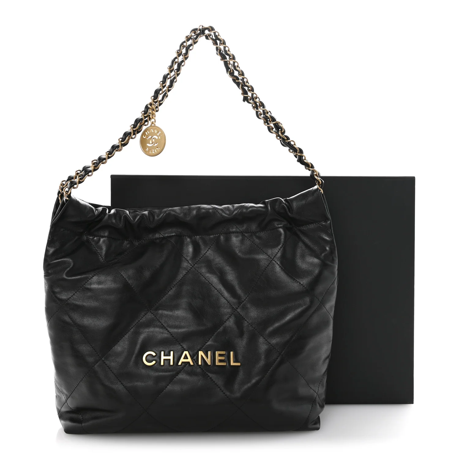 Shiny Calfskin Quilted Small Chanel 22 Black - Image 12