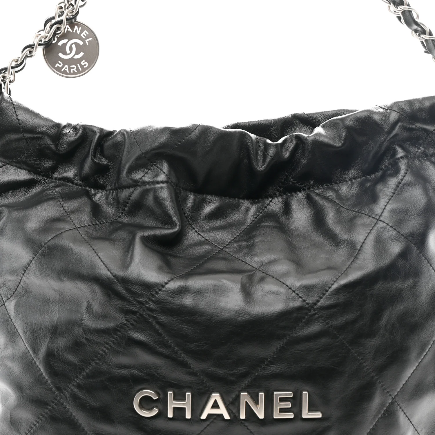 Shiny Calfskin Quilted Small Chanel 22 Black - Image 10