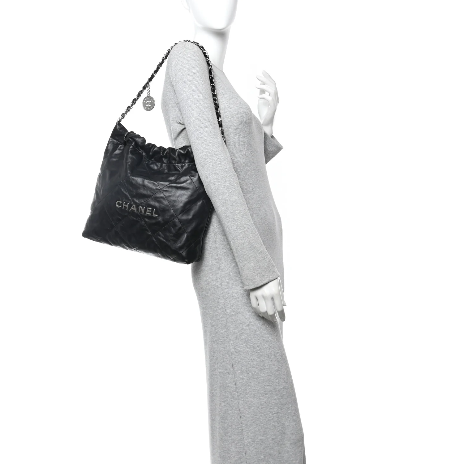Shiny Calfskin Quilted Small Chanel 22 Black - Image 2