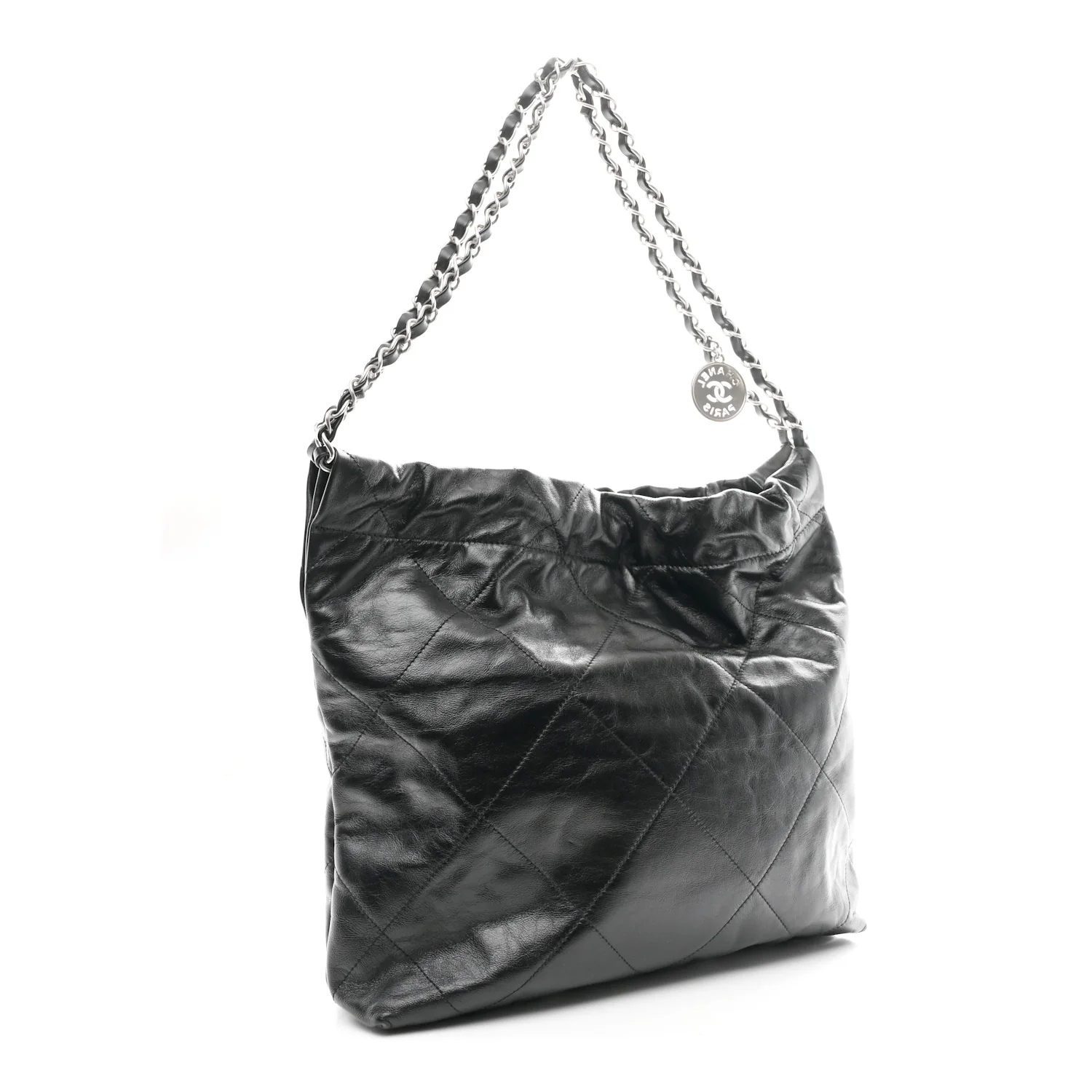 Shiny Calfskin Quilted Small Chanel 22 Black - Image 4