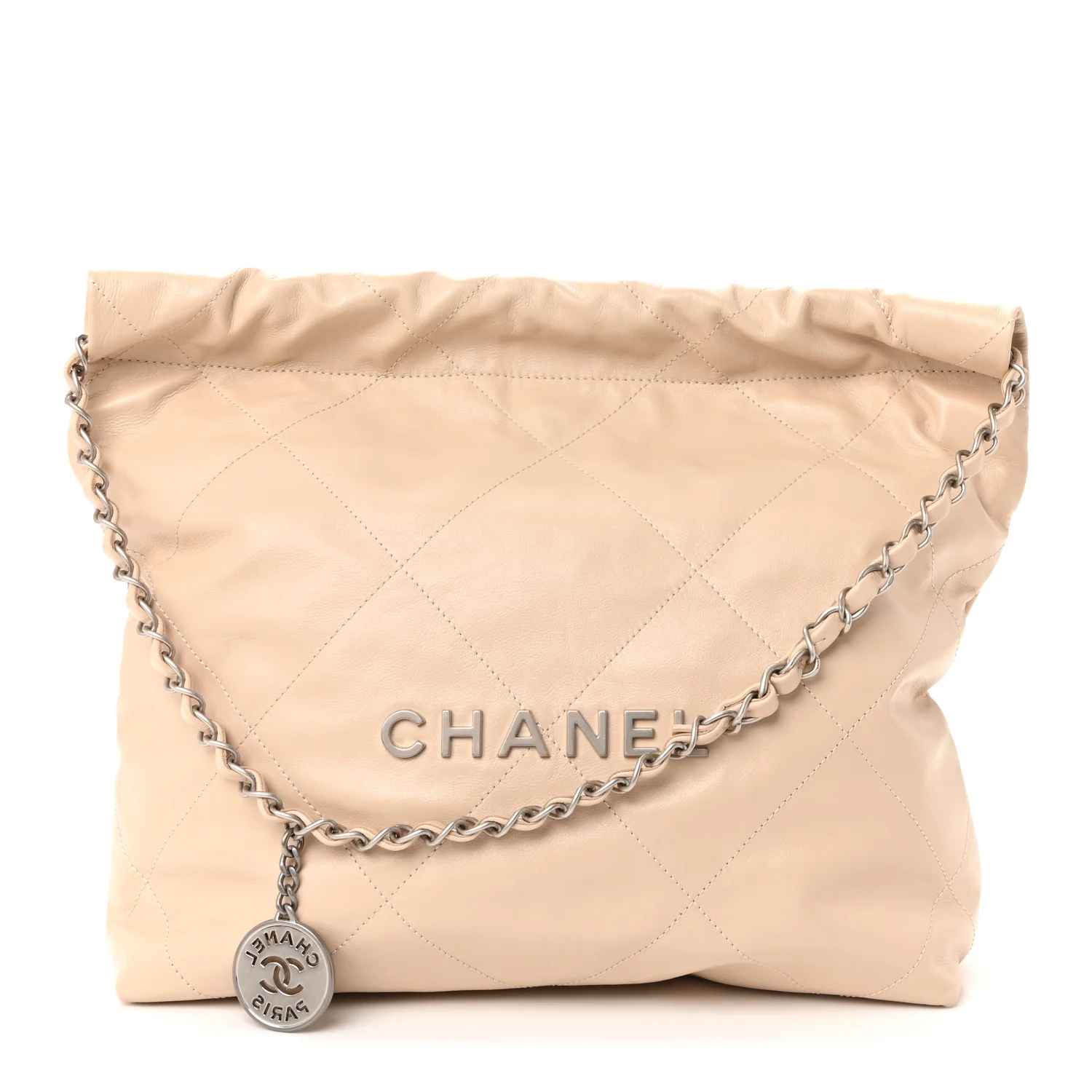 Shiny Calfskin Quilted Small Chanel 22 Ecru - Image 2