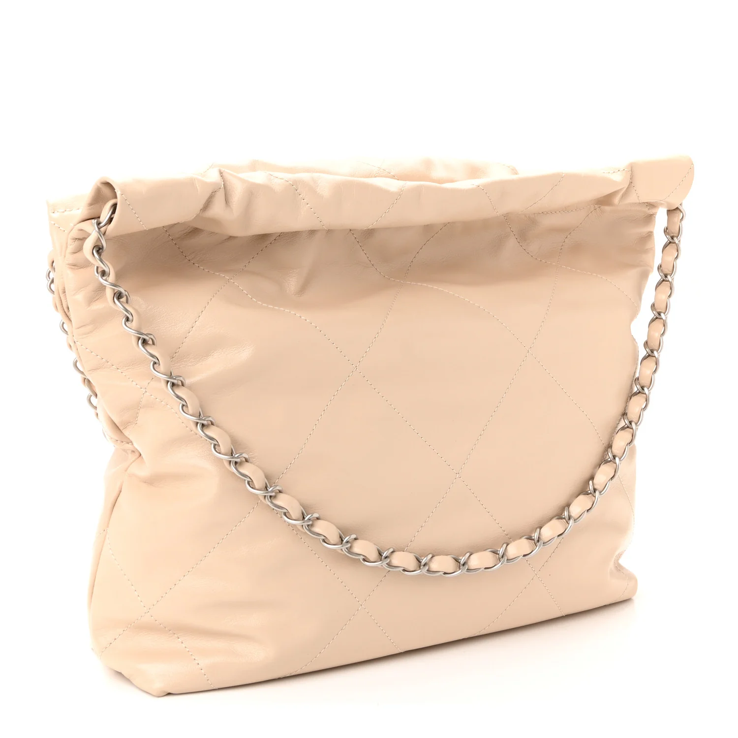 Shiny Calfskin Quilted Small Chanel 22 Ecru - Image 6