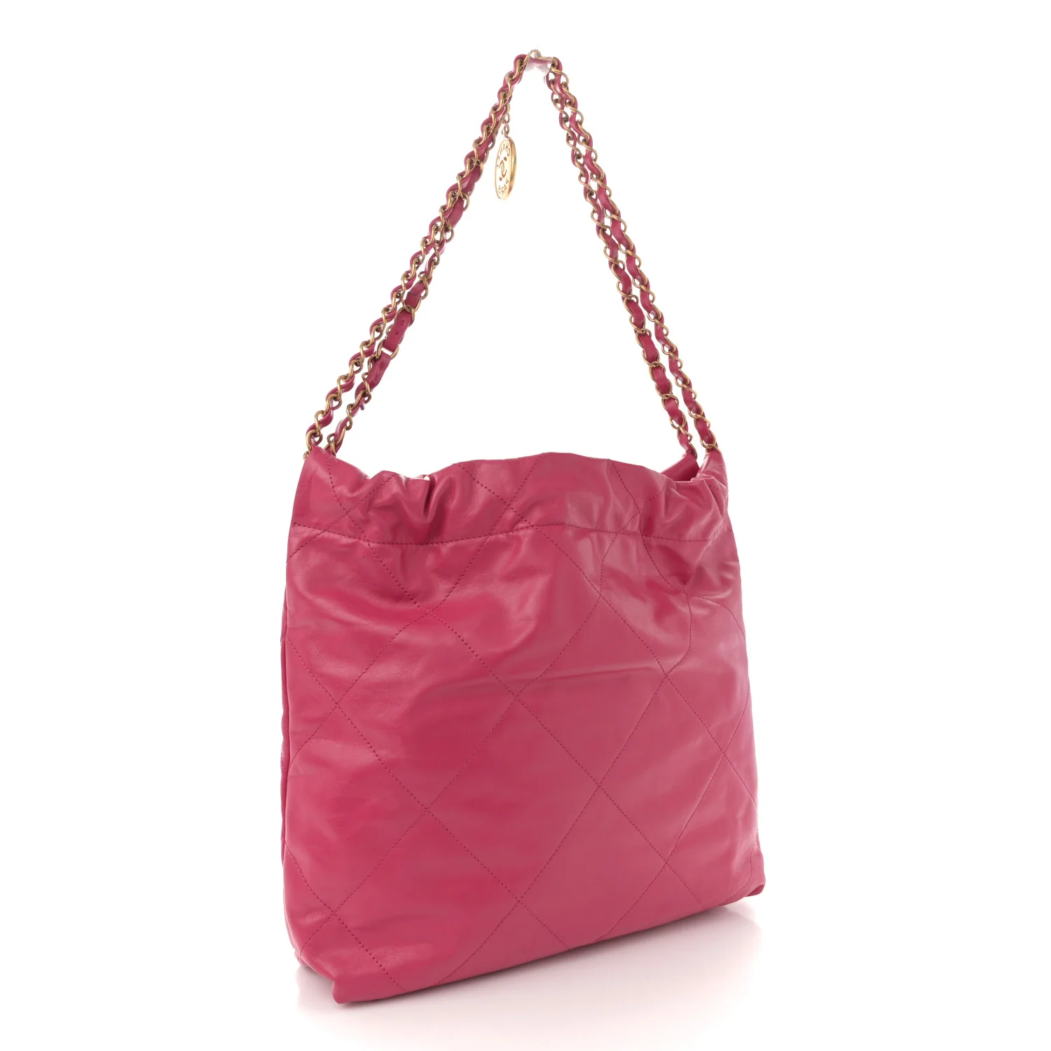 Shiny Calfskin Quilted Small Chanel 22 Fuchsia - Image 4