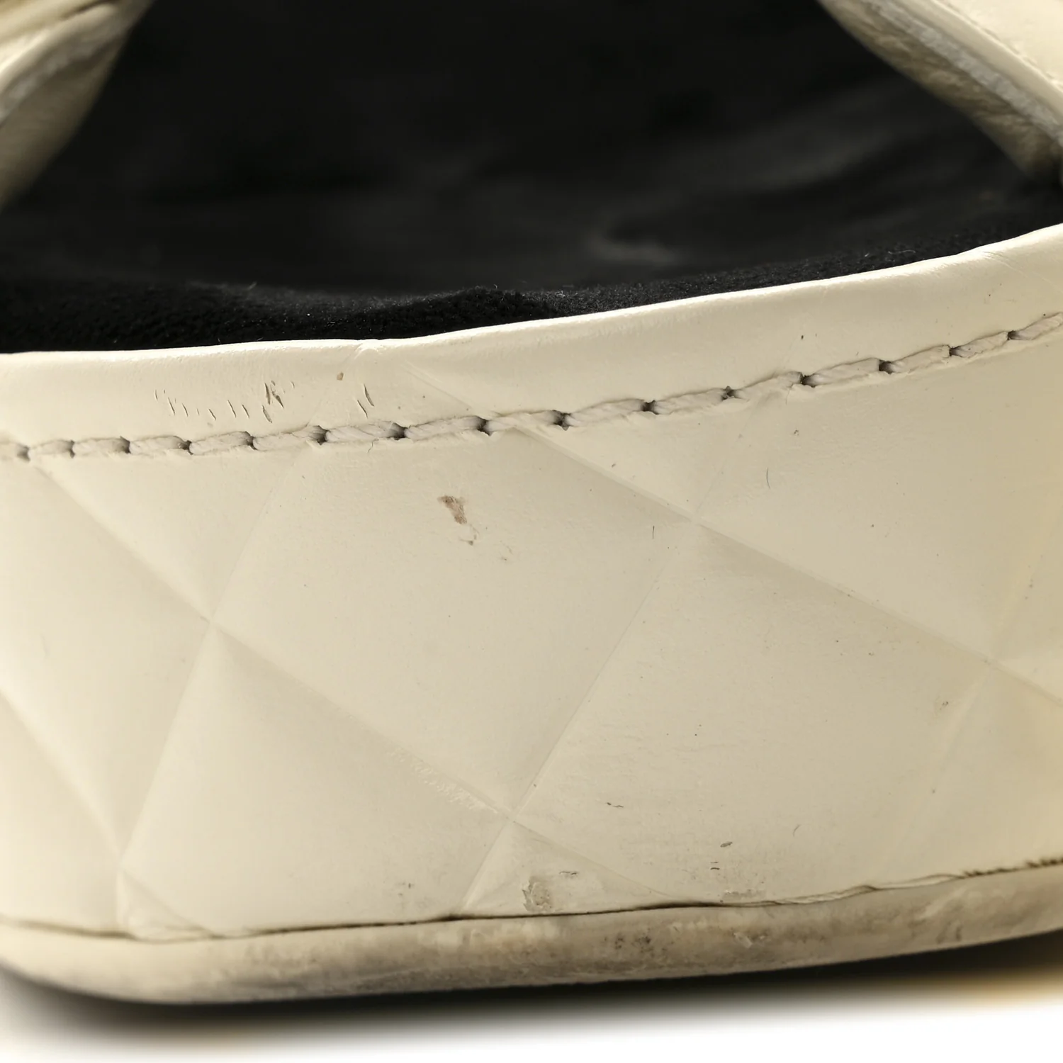Shiny Calfskin Quilted Wedge Sandals 36 Ivory - Image 10