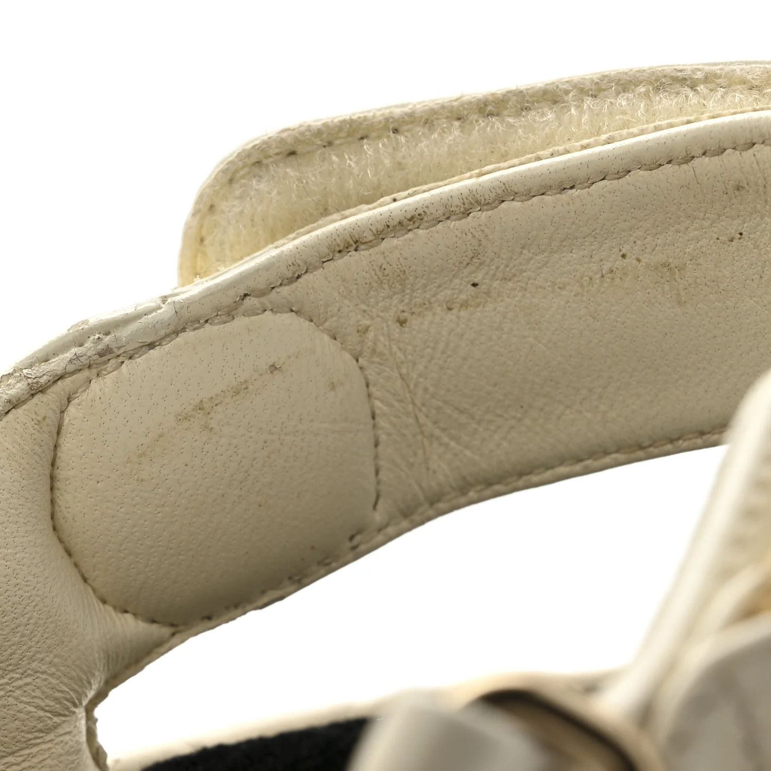 Shiny Calfskin Quilted Wedge Sandals 36 Ivory - Image 13
