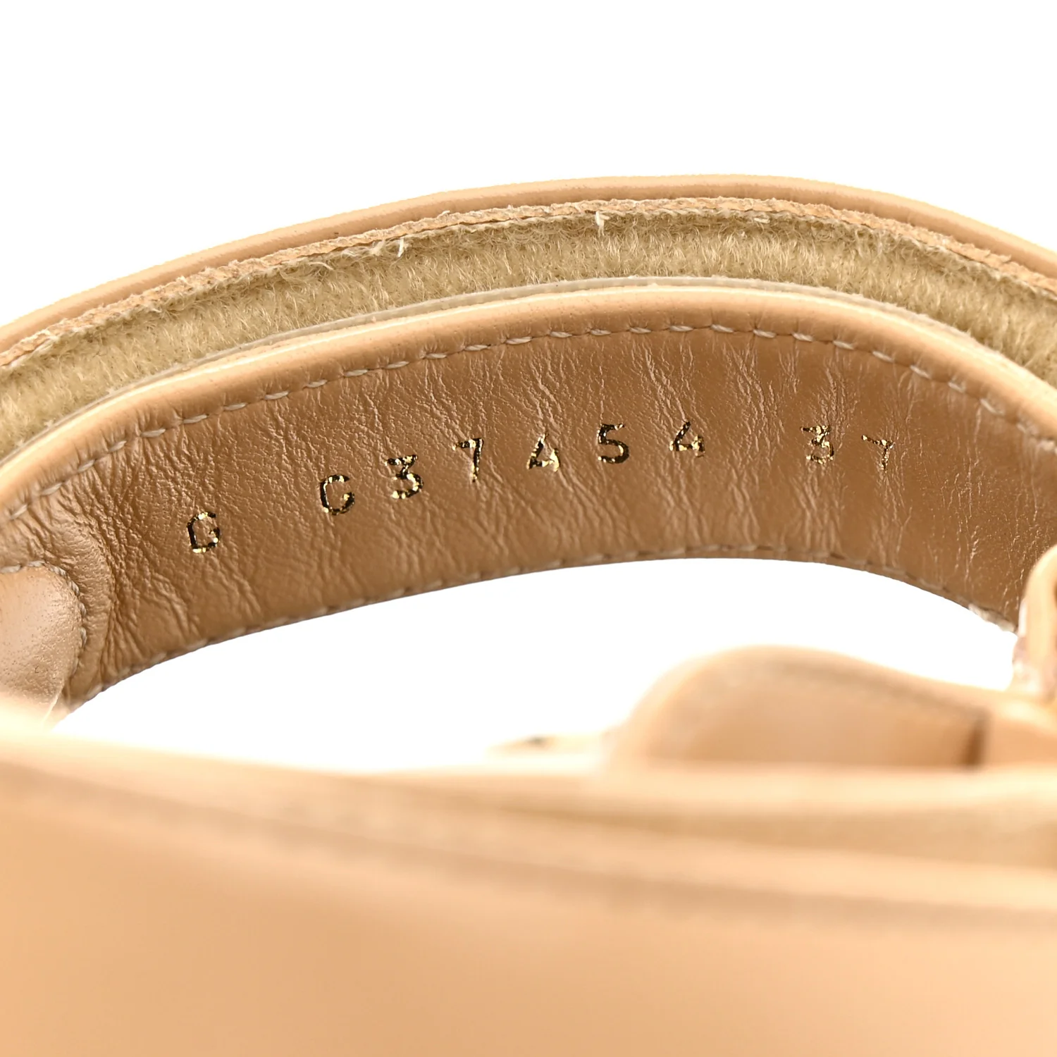 Shiny Calfskin Quilted Wedge Sandals 37 Beige - Image 8