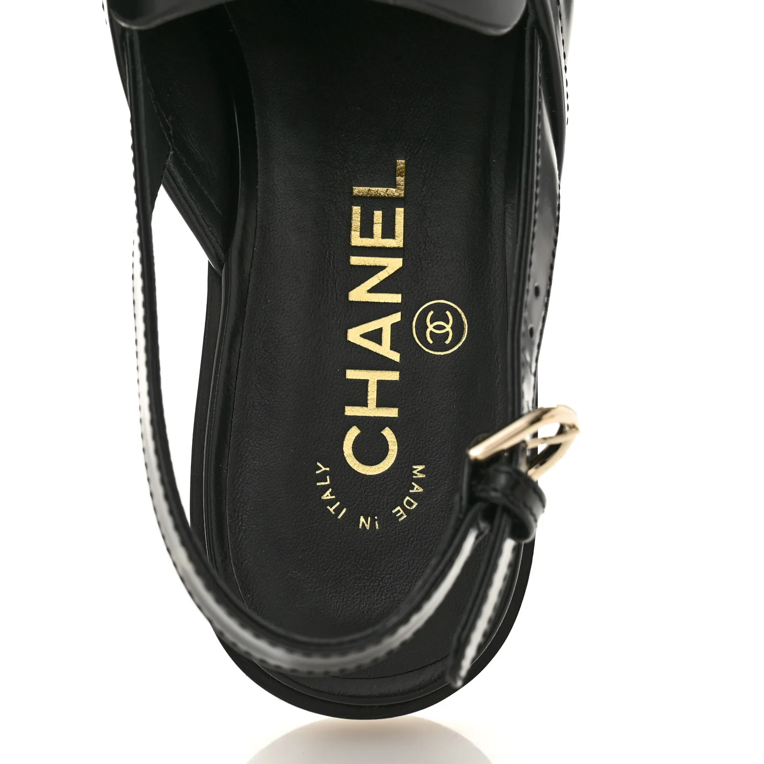 Shiny Calfskin Slingback Loafers 39.5  Black - Image 7