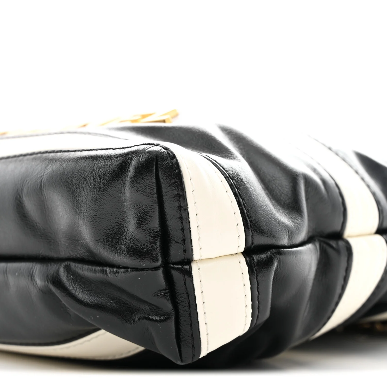 Shiny Calfskin Striped Mini Chanel 22 Black White - Image 10