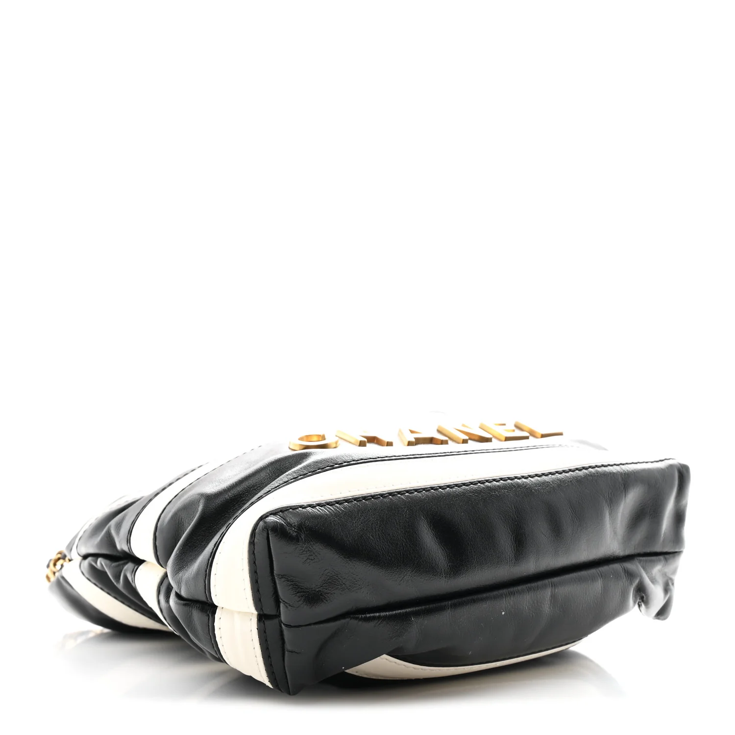 Shiny Calfskin Striped Mini Chanel 22 Black White - Image 4