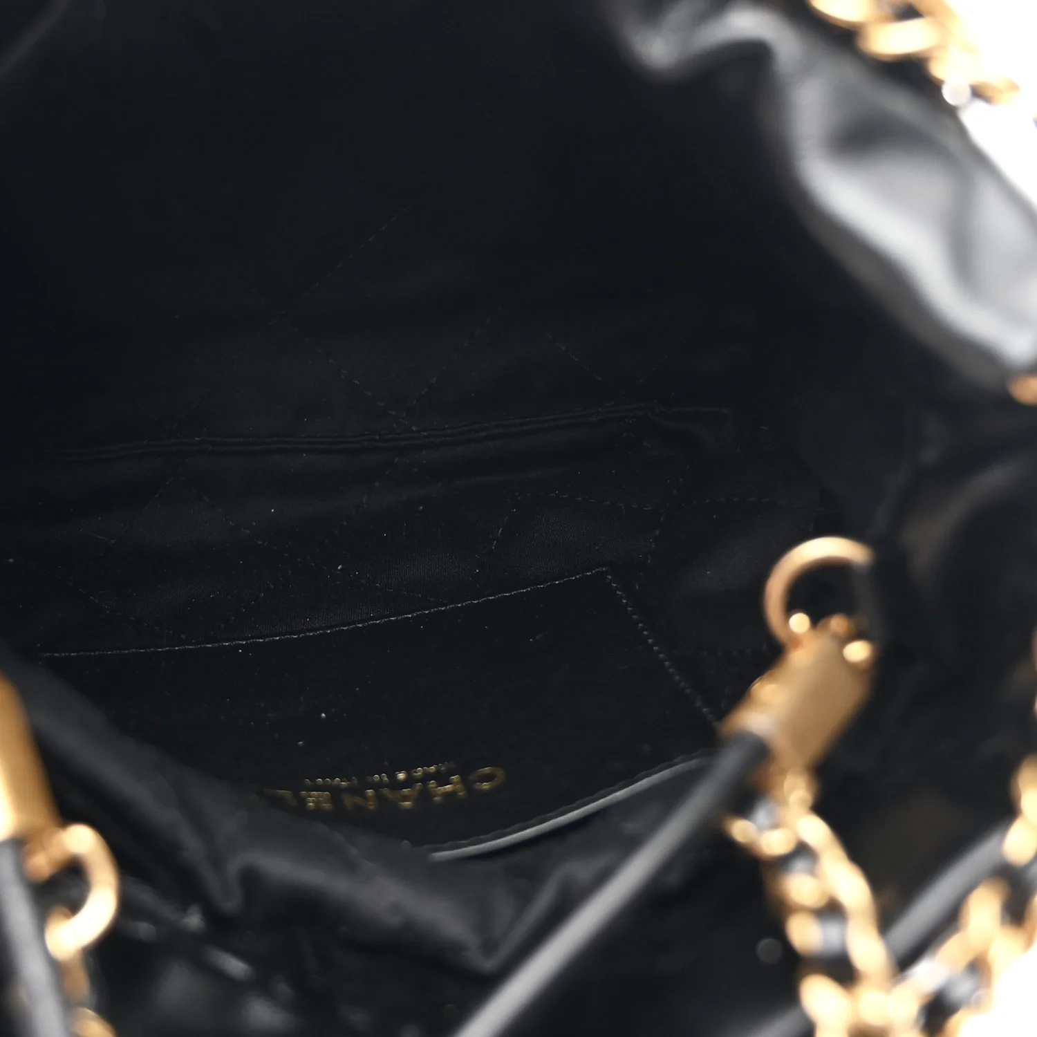 Shiny Calfskin Striped Mini Chanel 22 Black White - Image 5