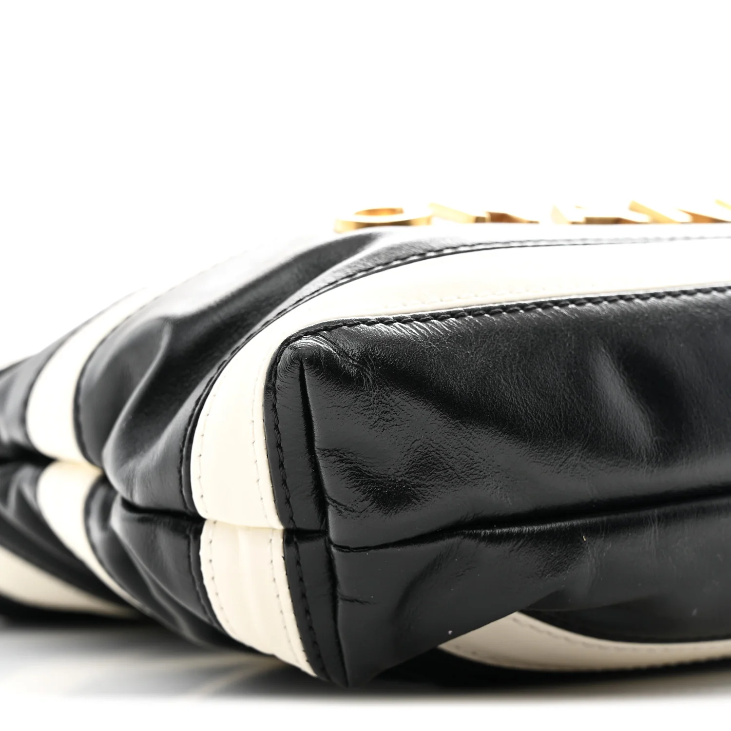 Shiny Calfskin Striped Mini Chanel 22 Black White - Image 9
