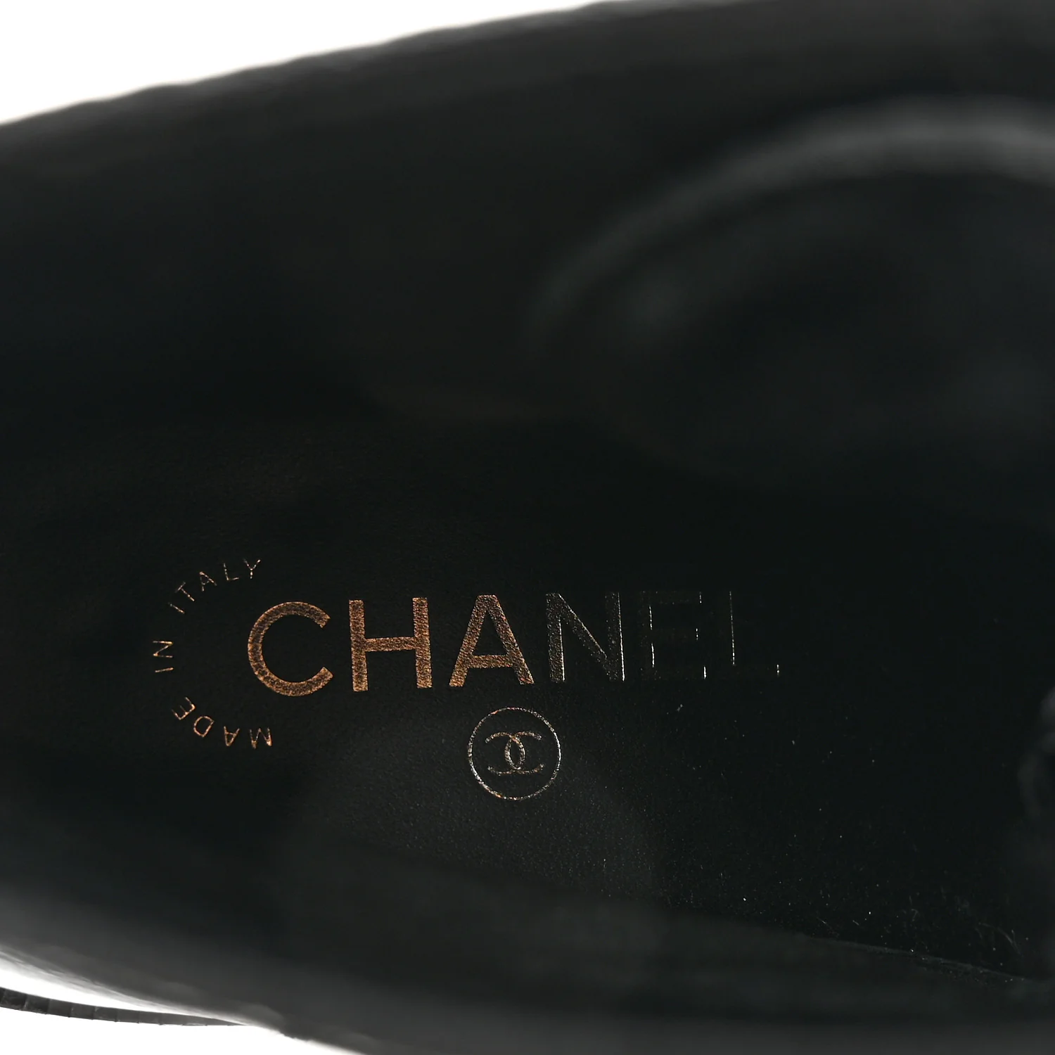 Shiny Calfskin Velvet Pearl Combat Short Boots 38.5 Black - Image 8