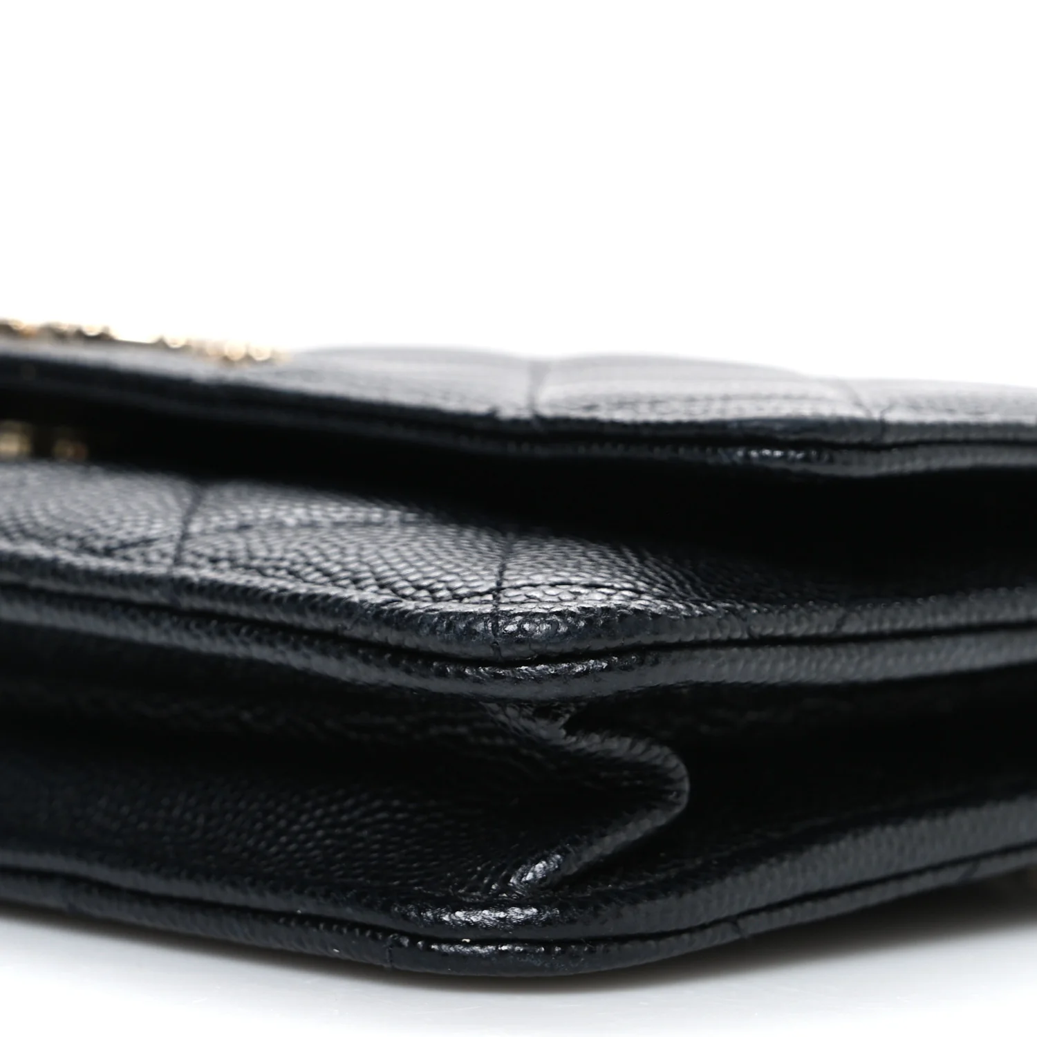 Shiny Caviar Enamel Quilted CC Wallet On Chain WOC Black - Image 11